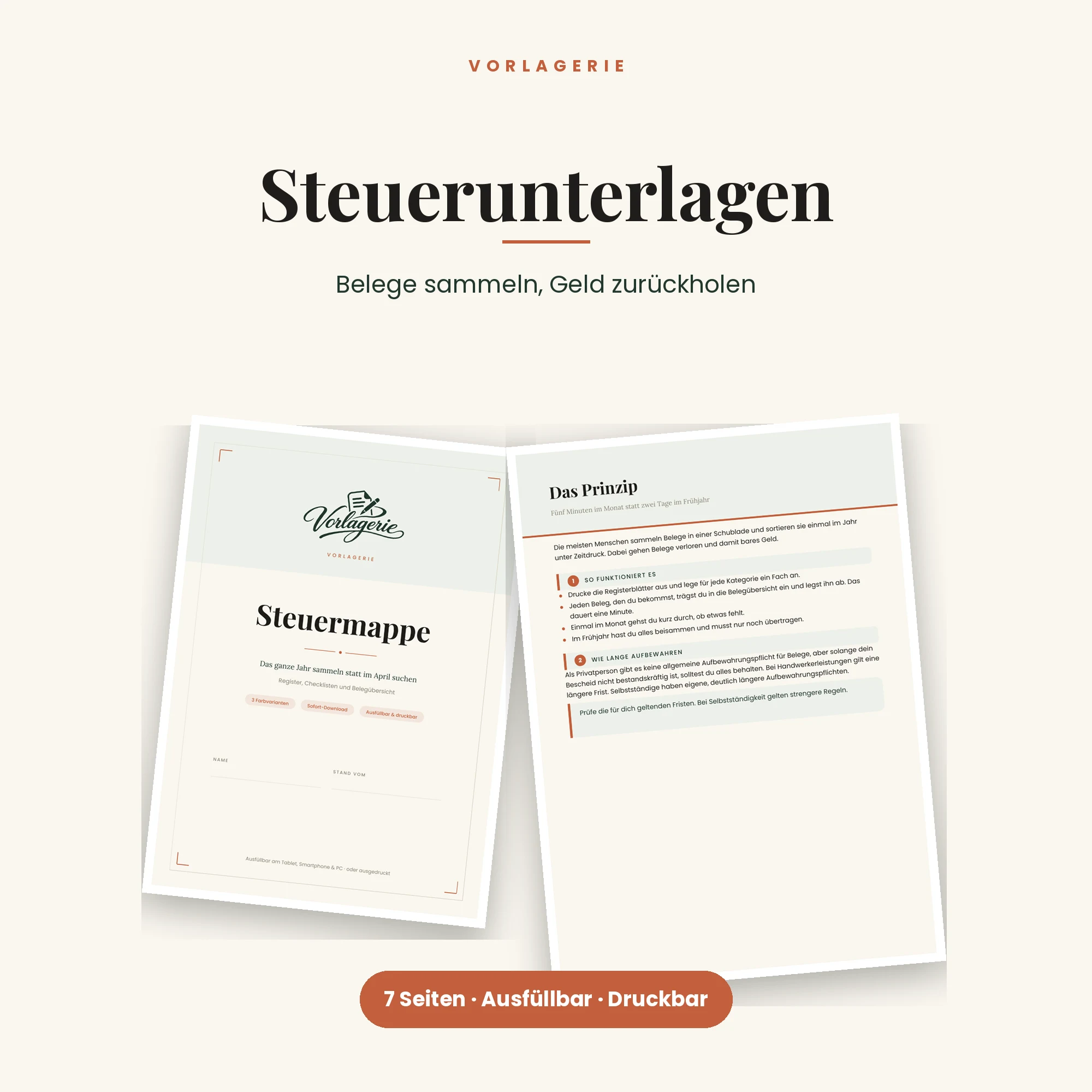 Steuerunterlagen-Sammelmappe – Titelbild