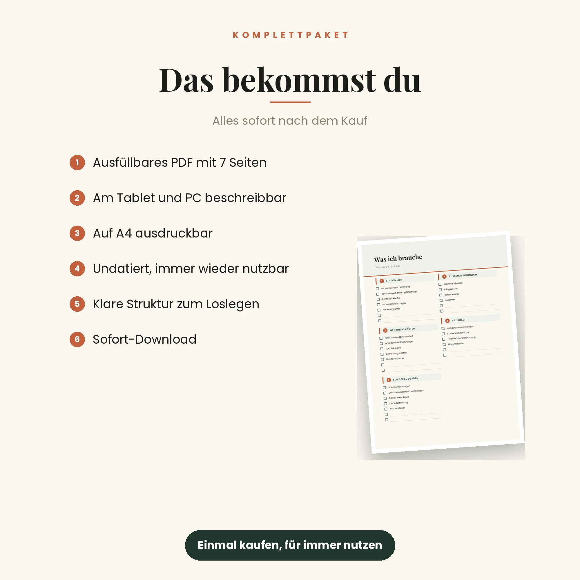 Steuerunterlagen-Sammelmappe – das ist enthalten