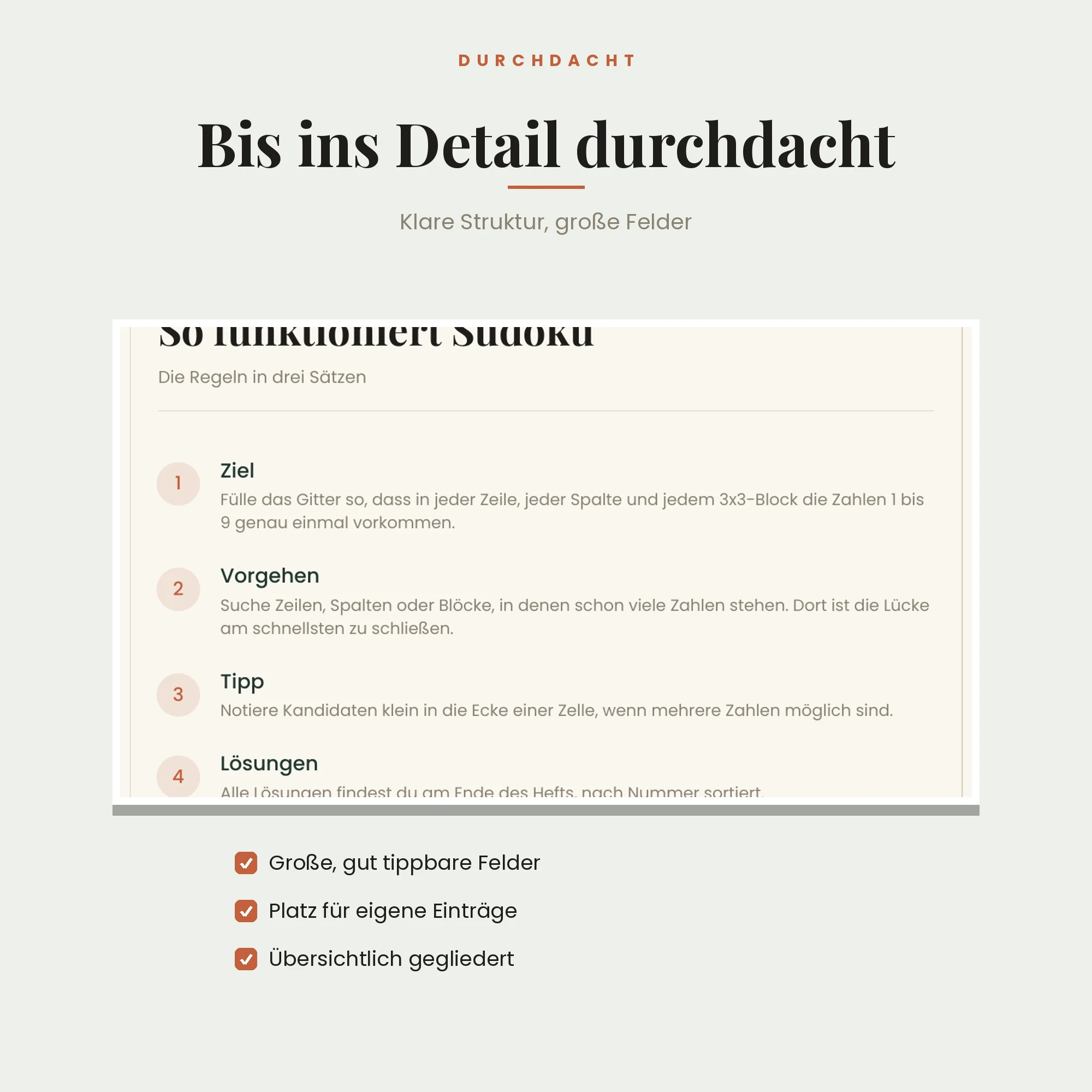 Sudoku-Heft mit 100 Rätseln – Detailansicht