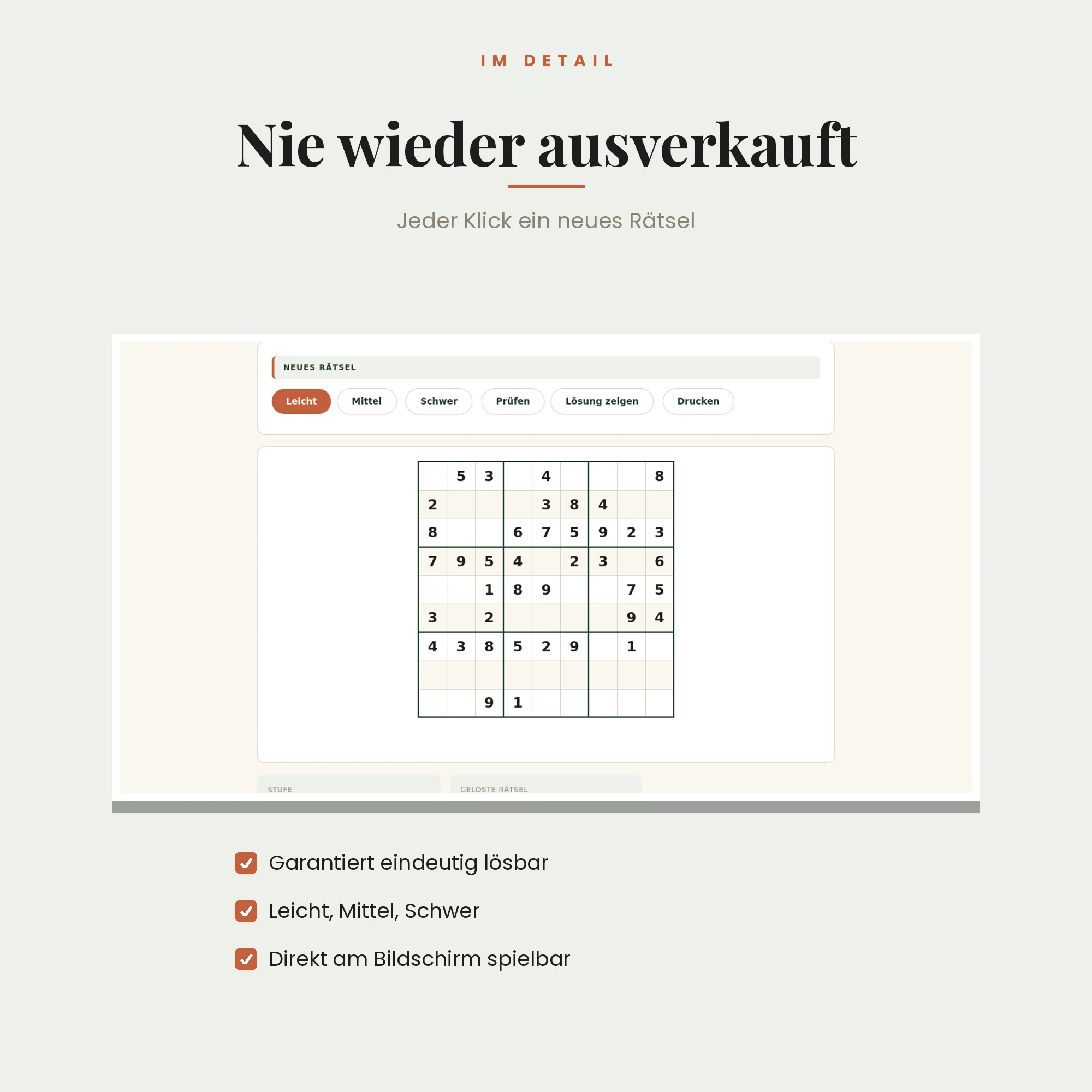 Sudoku – Detailansicht