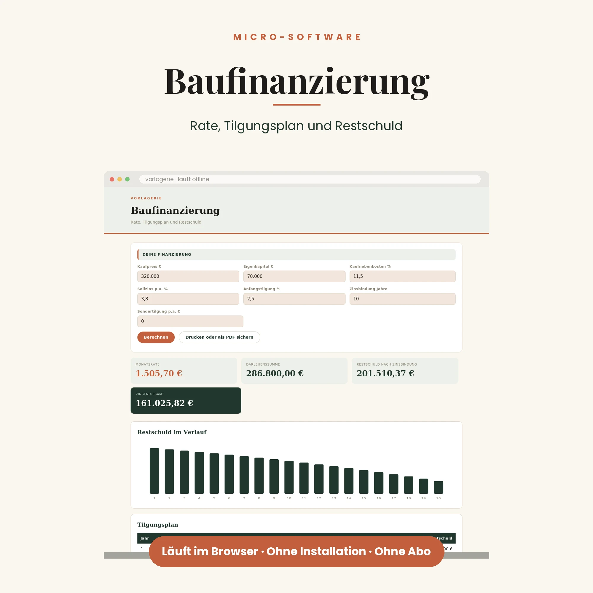 Baufinanzierungs-Rechner – Titelbild