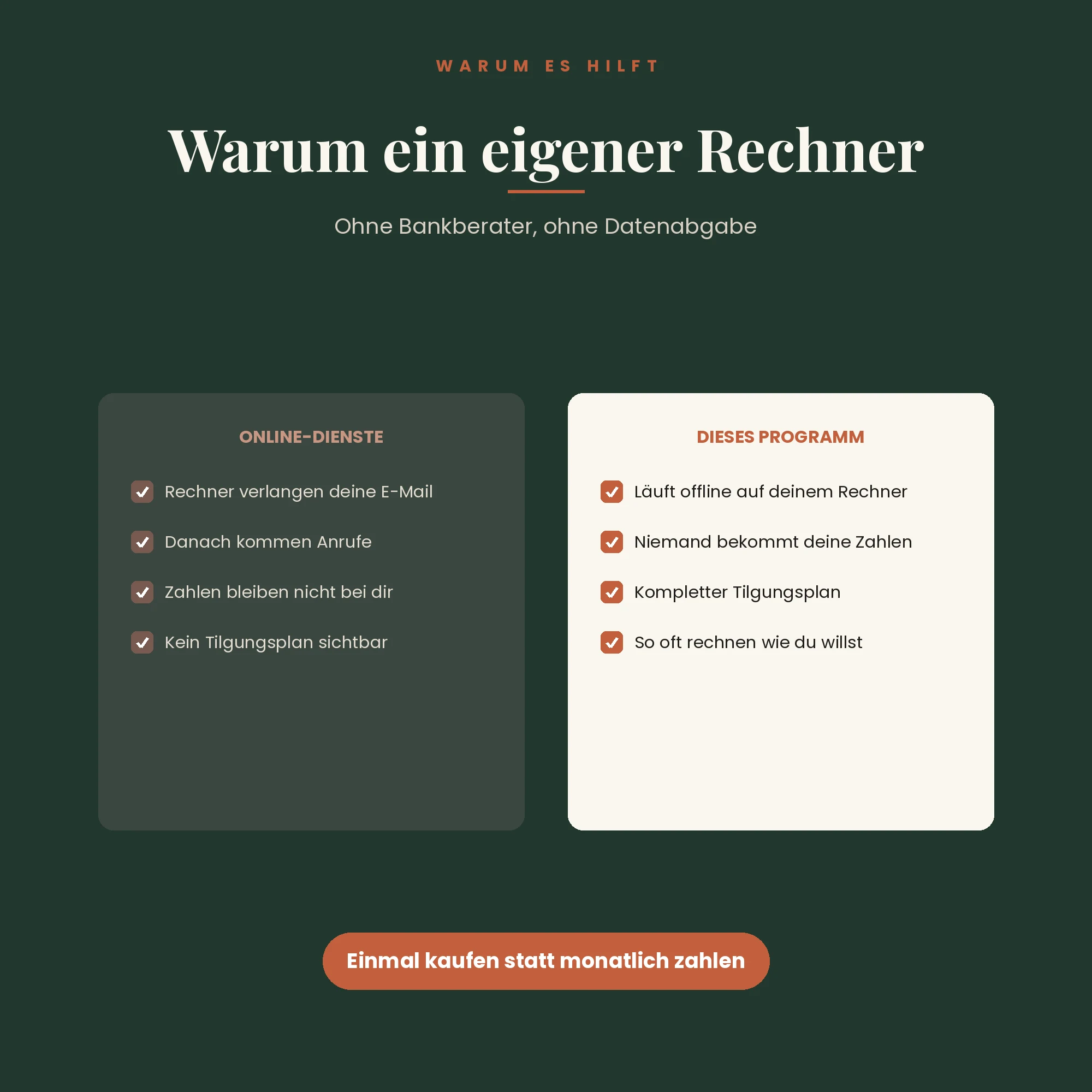 Baufinanzierungs-Rechner – der Unterschied zu Online-Diensten