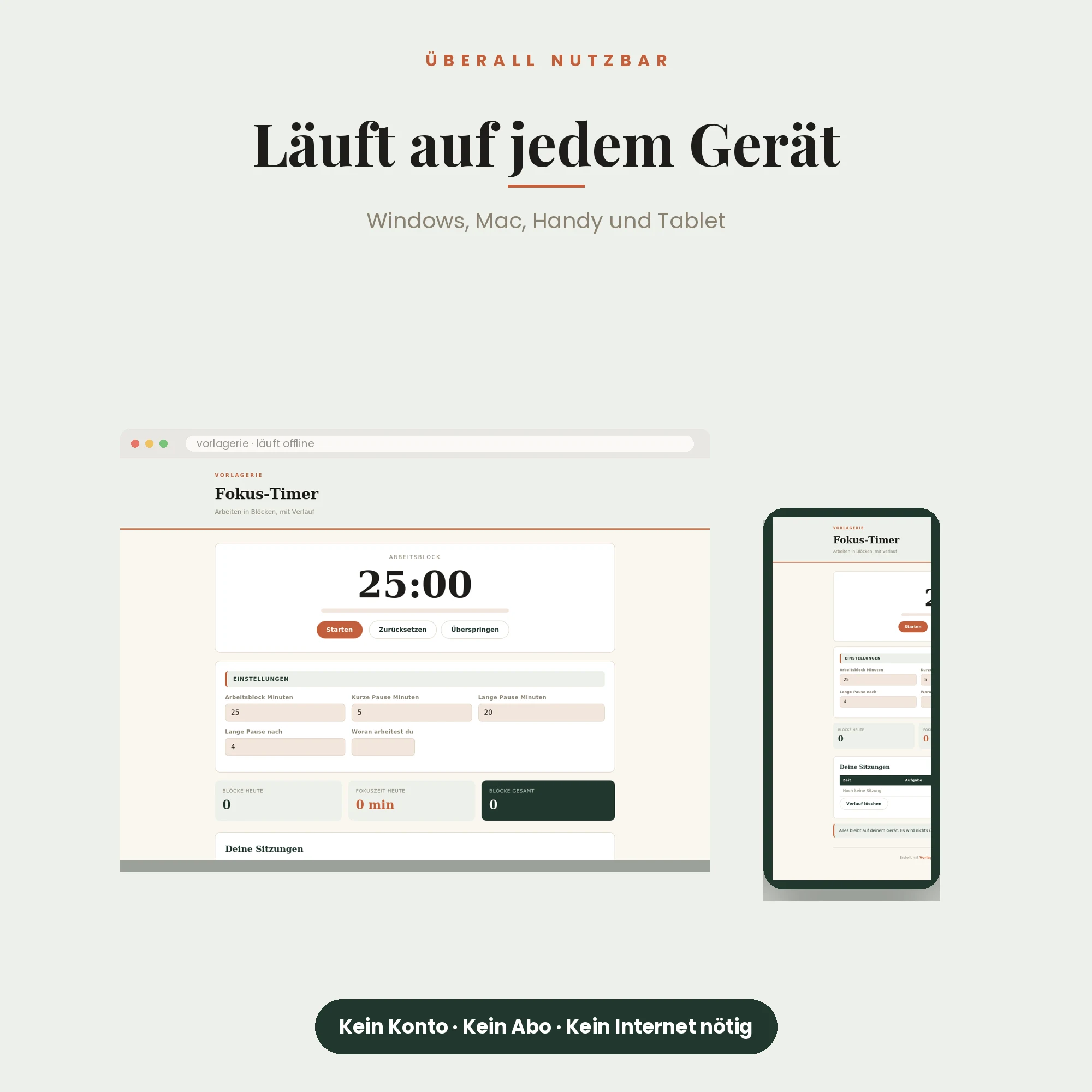 Fokus-Timer – läuft auf Windows, Mac, Handy und Tablet