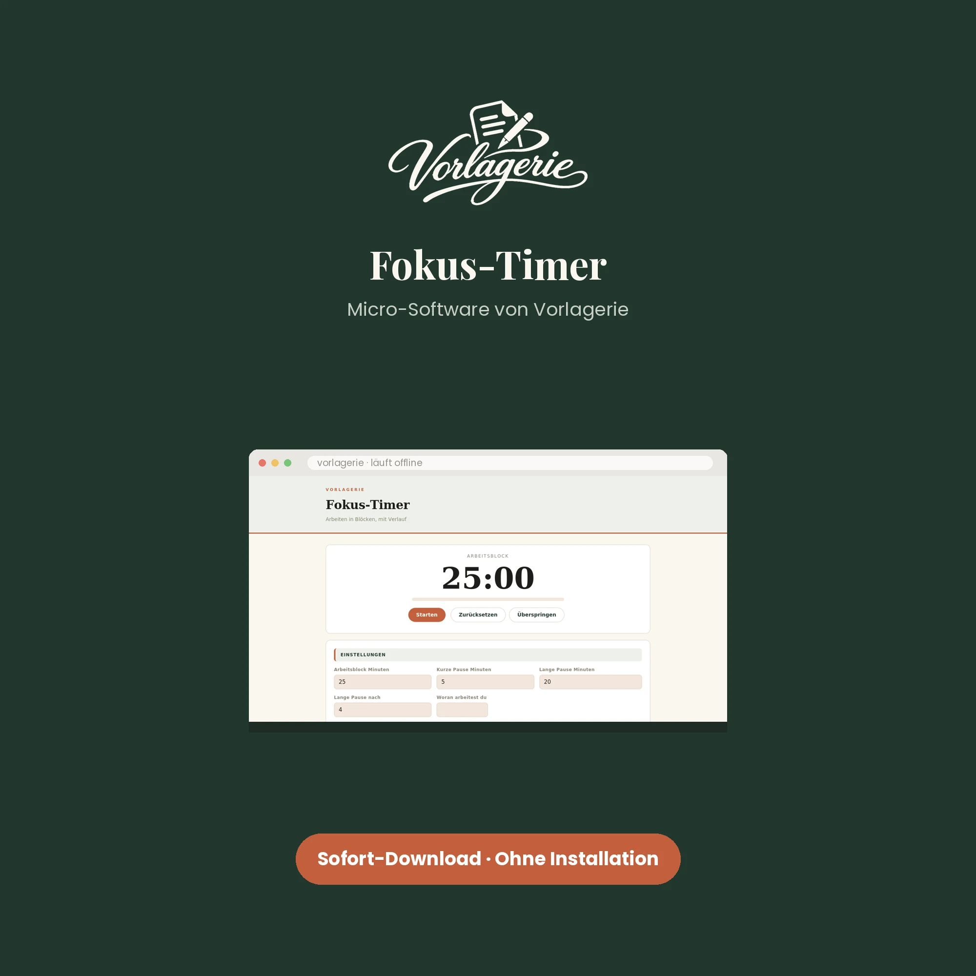 Fokus-Timer – Vorlagerie