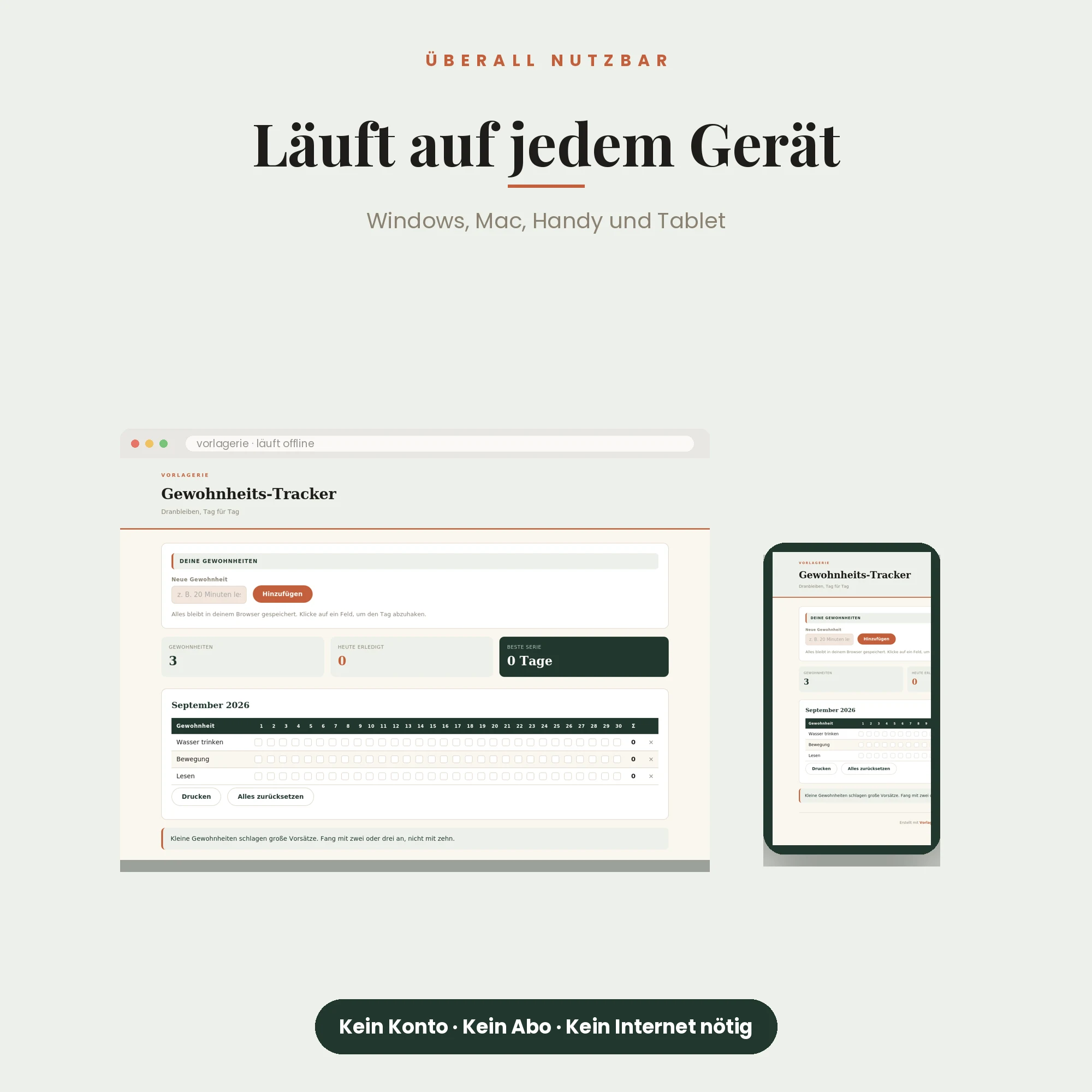 Gewohnheits-Tracker (Programm) – läuft auf Windows, Mac, Handy und Tablet