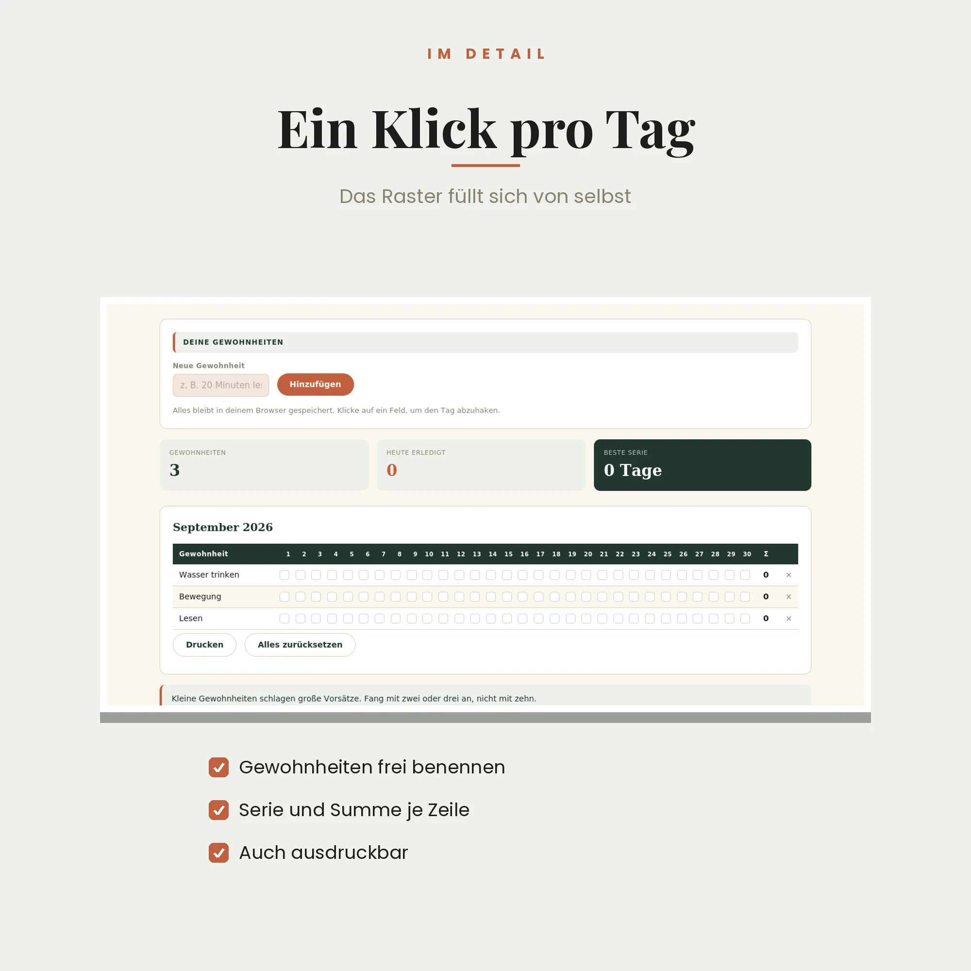Gewohnheits-Tracker (Programm) – Detailansicht
