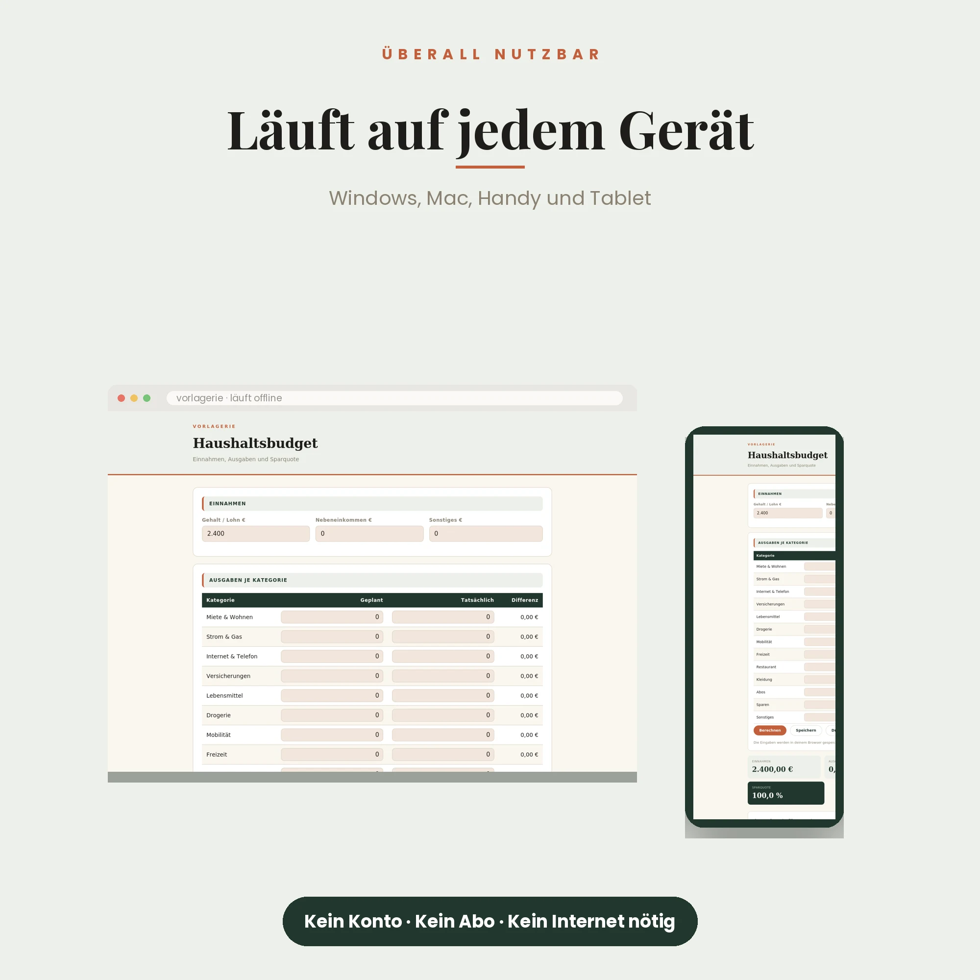 Haushaltsbudget-Rechner – läuft auf Windows, Mac, Handy und Tablet