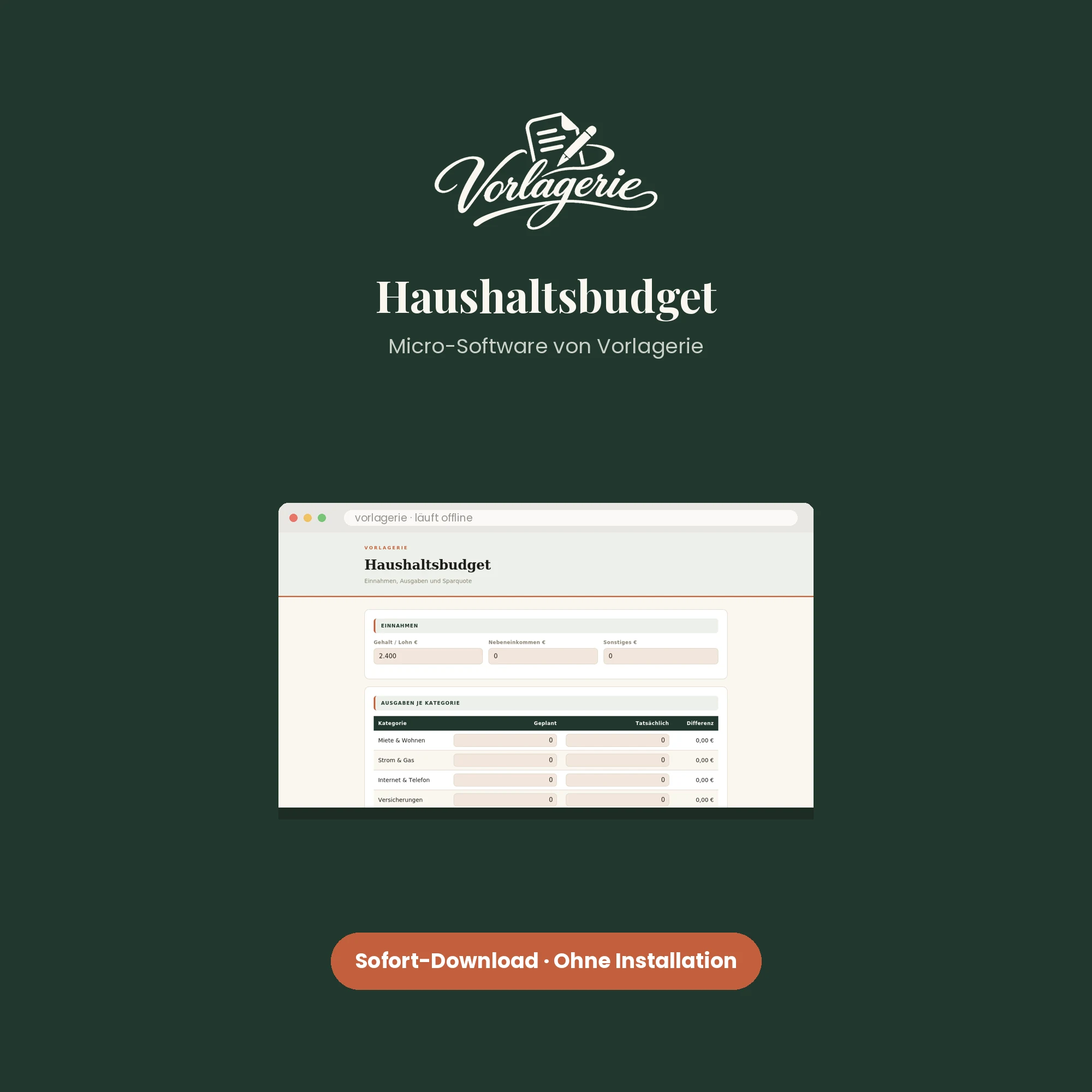Haushaltsbudget-Rechner – Vorlagerie