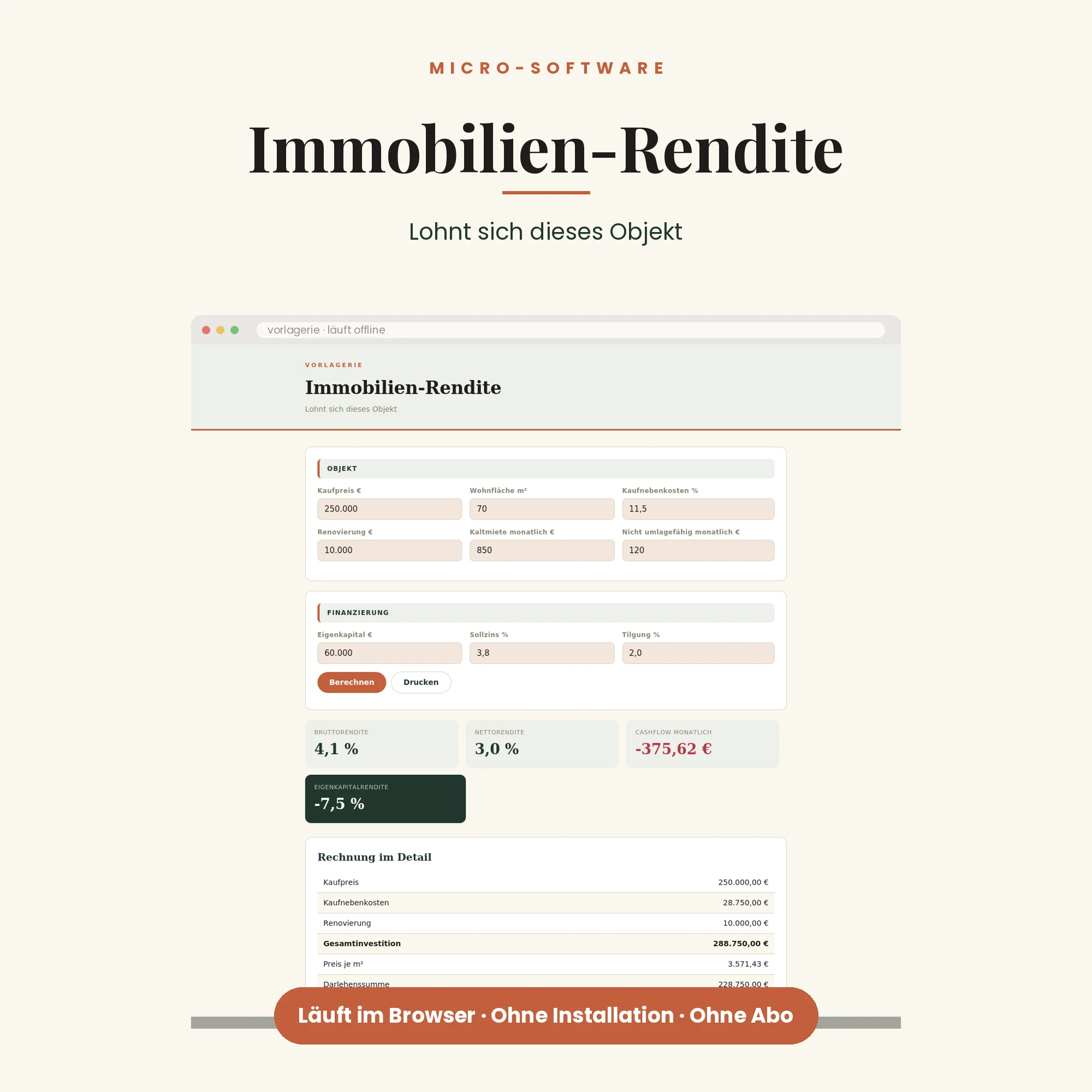 Immobilien-Renditerechner – Titelbild
