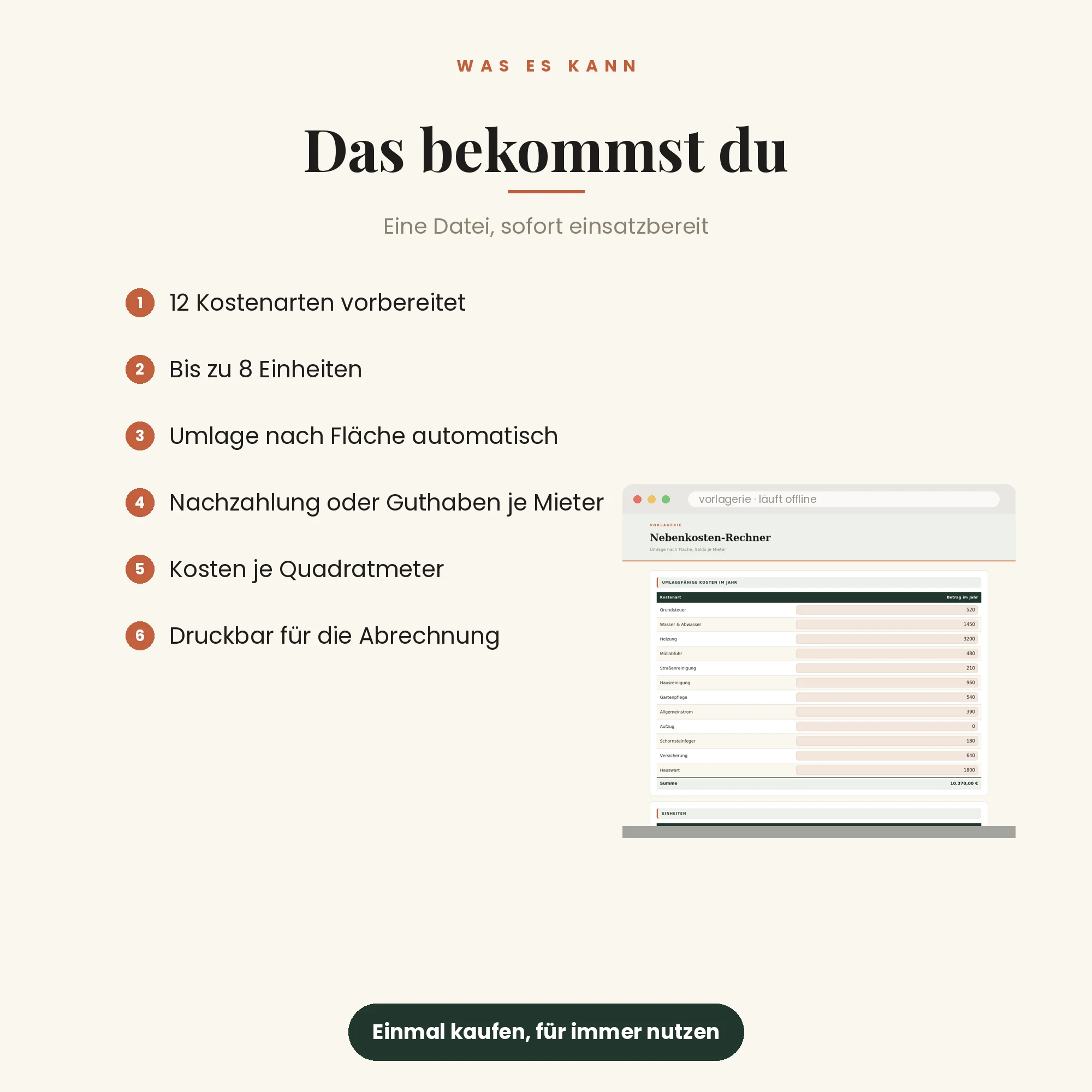 Nebenkosten-Rechner – das kann das Programm