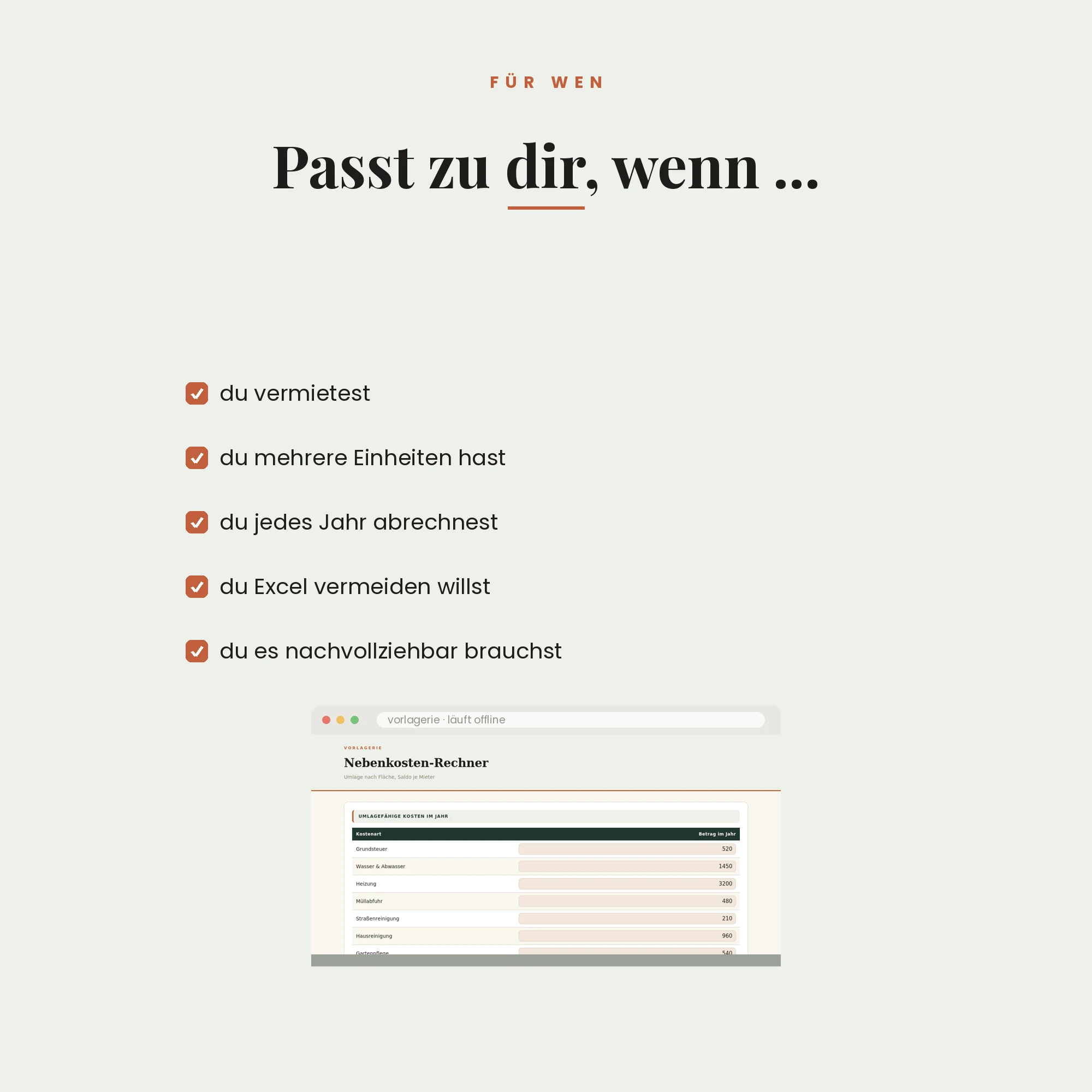 Nebenkosten-Rechner – für wen es passt