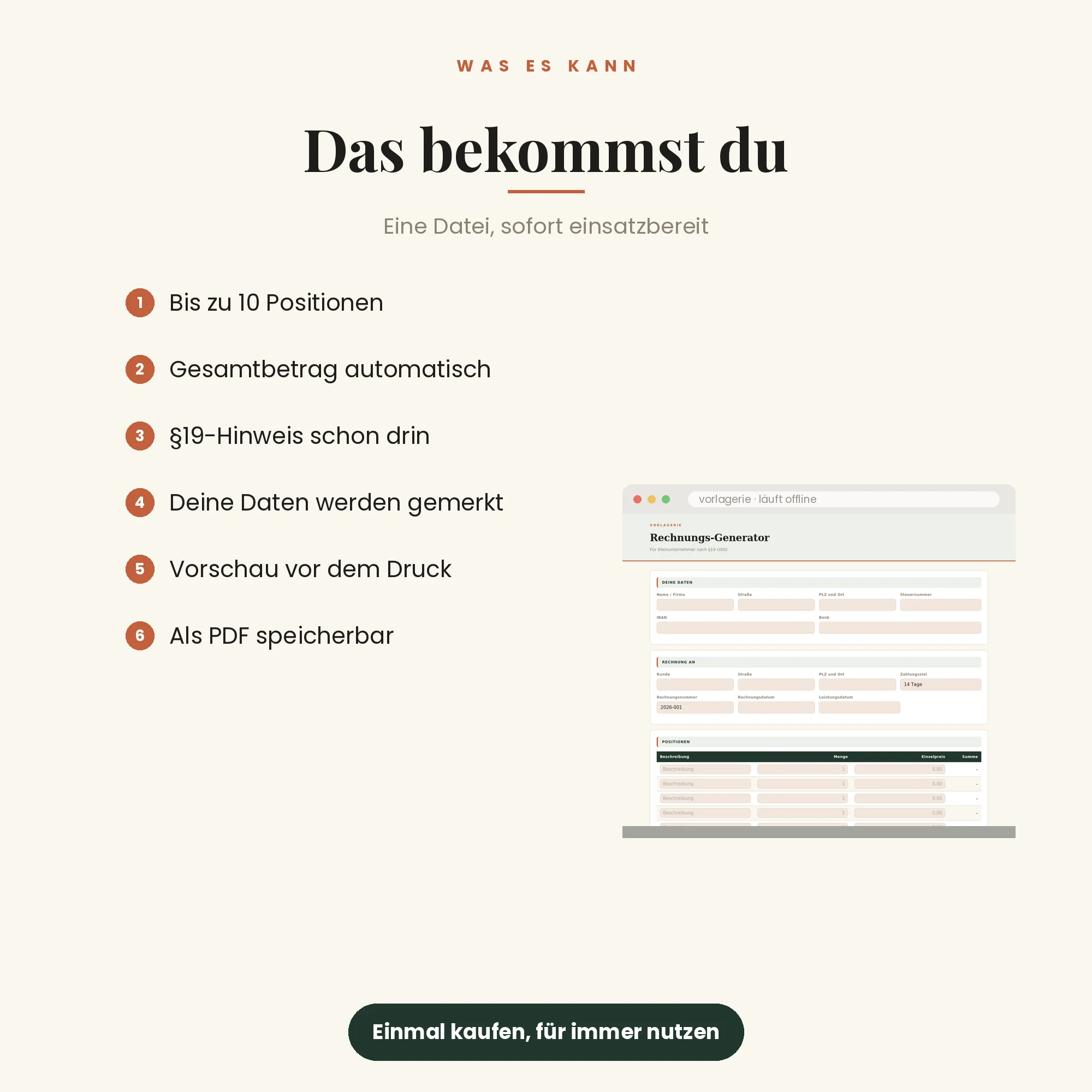 Rechnungs-Generator – das kann das Programm