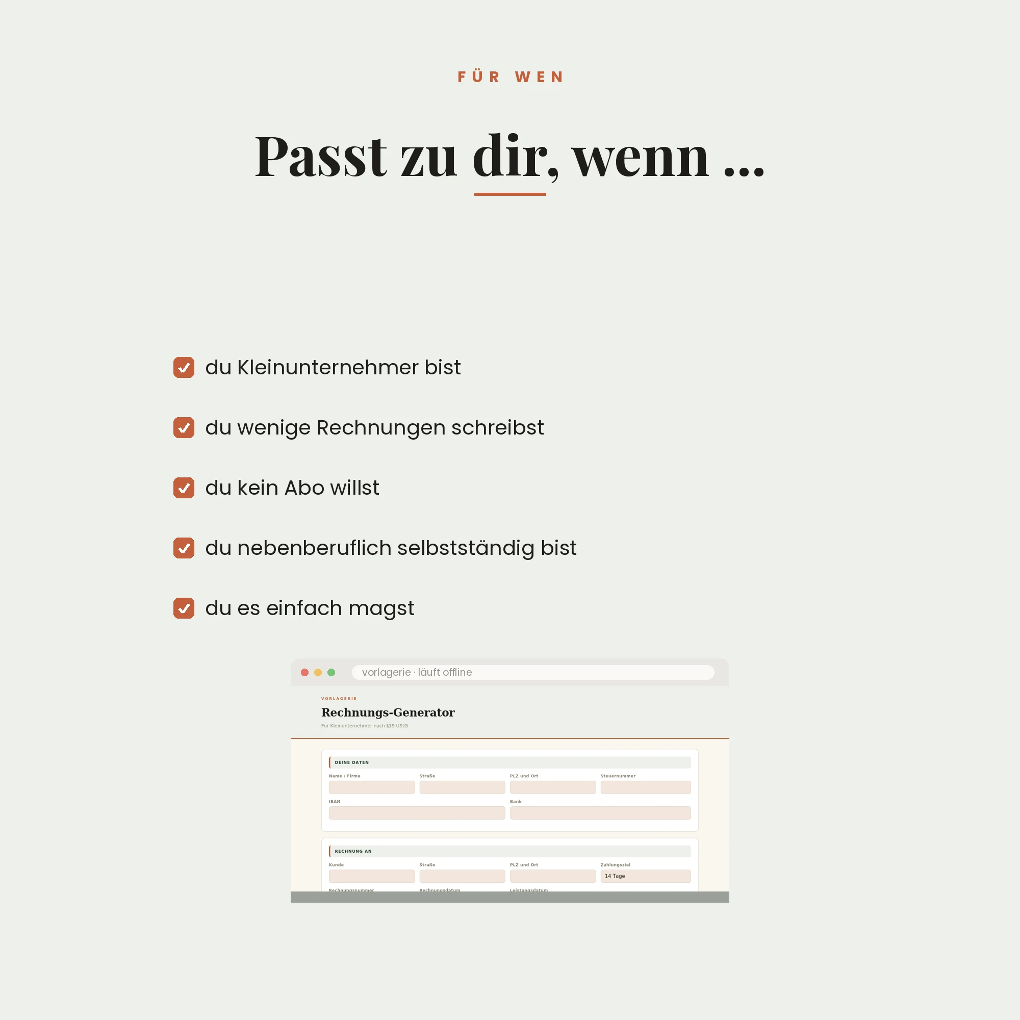 Rechnungs-Generator – für wen es passt