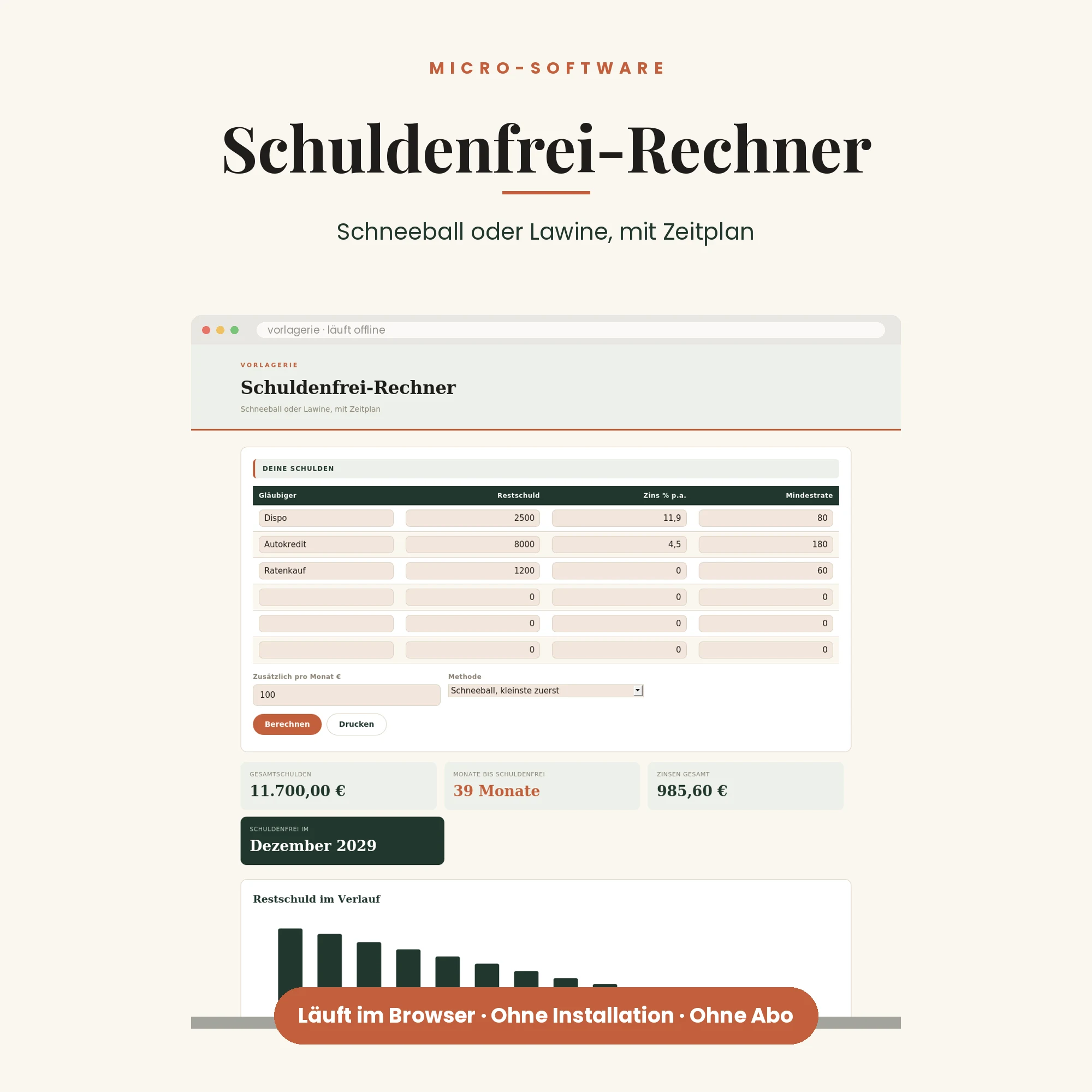 Schuldenfrei-Rechner – Titelbild