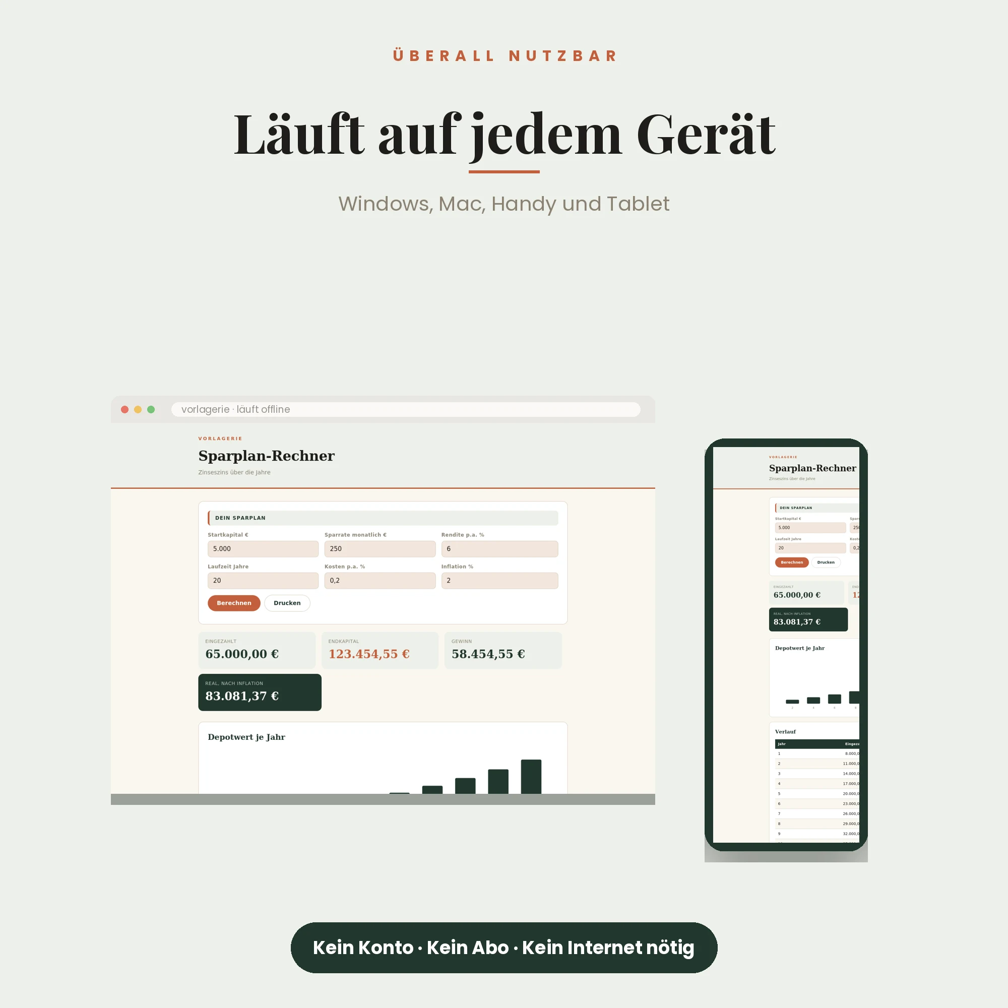 Sparplan-Rechner (Programm) – läuft auf Windows, Mac, Handy und Tablet