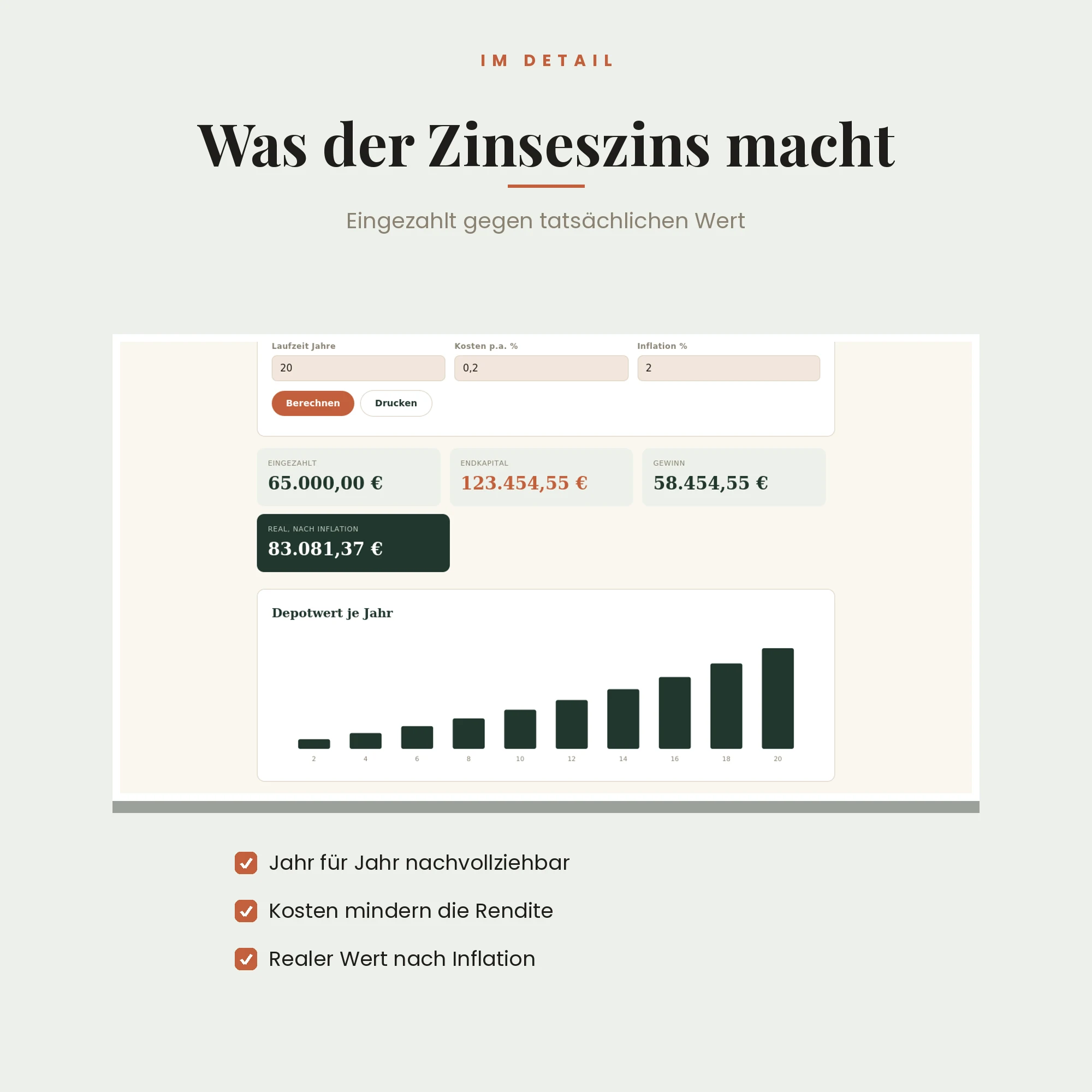 Sparplan-Rechner (Programm) – Detailansicht