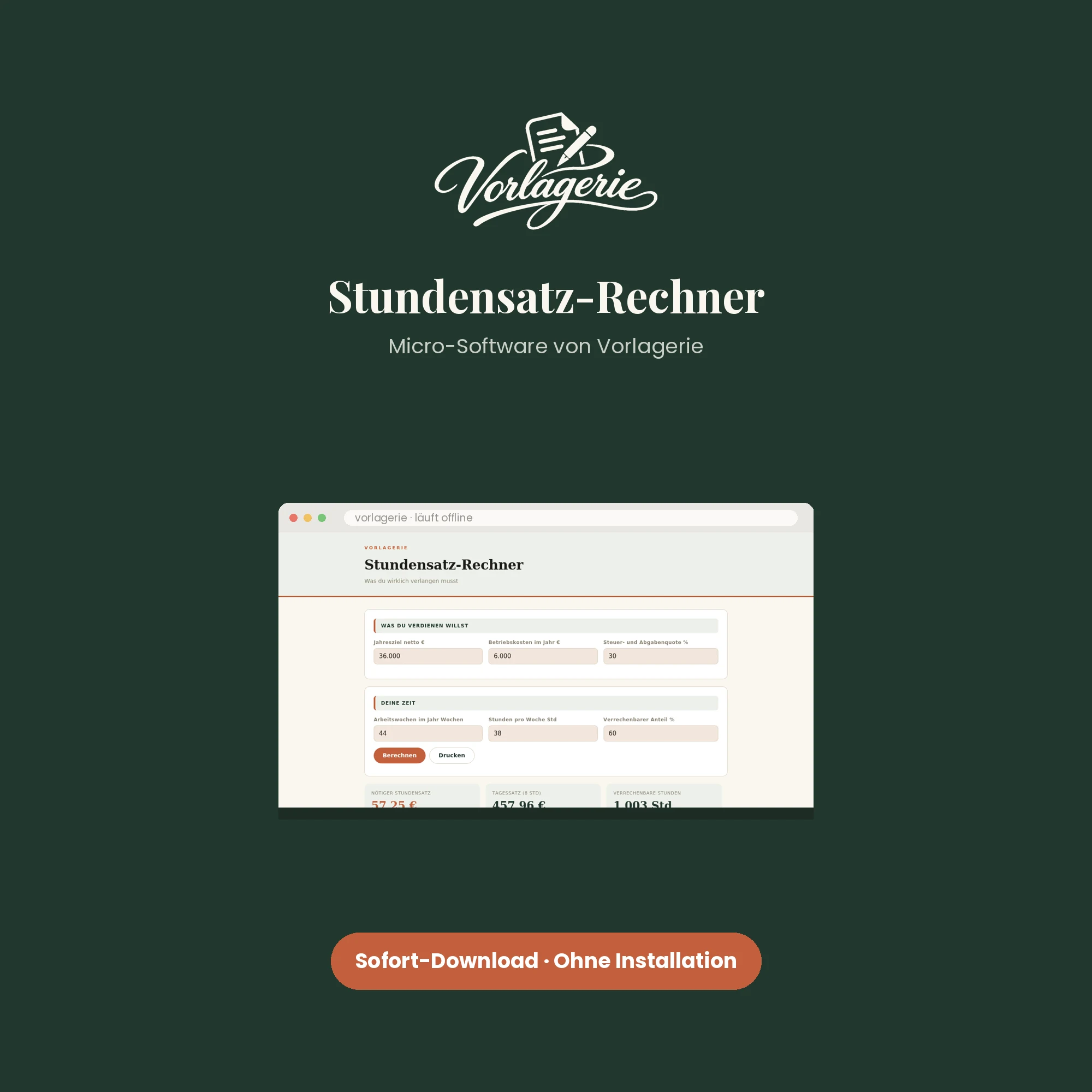 Stundensatz-Rechner – Vorlagerie