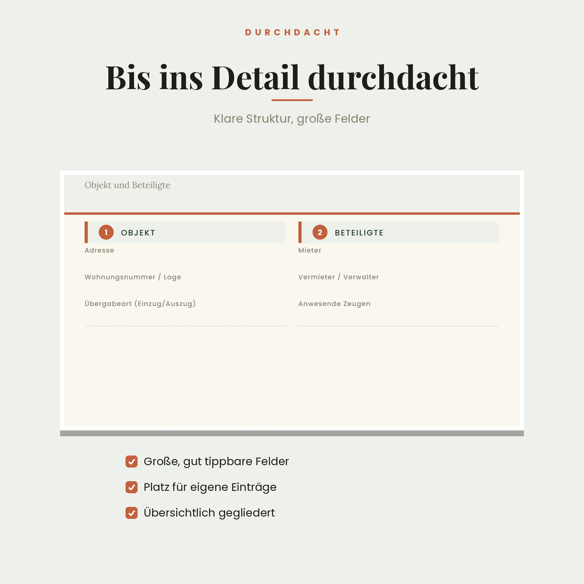 Wohnungsübergabeprotokoll – Detailansicht