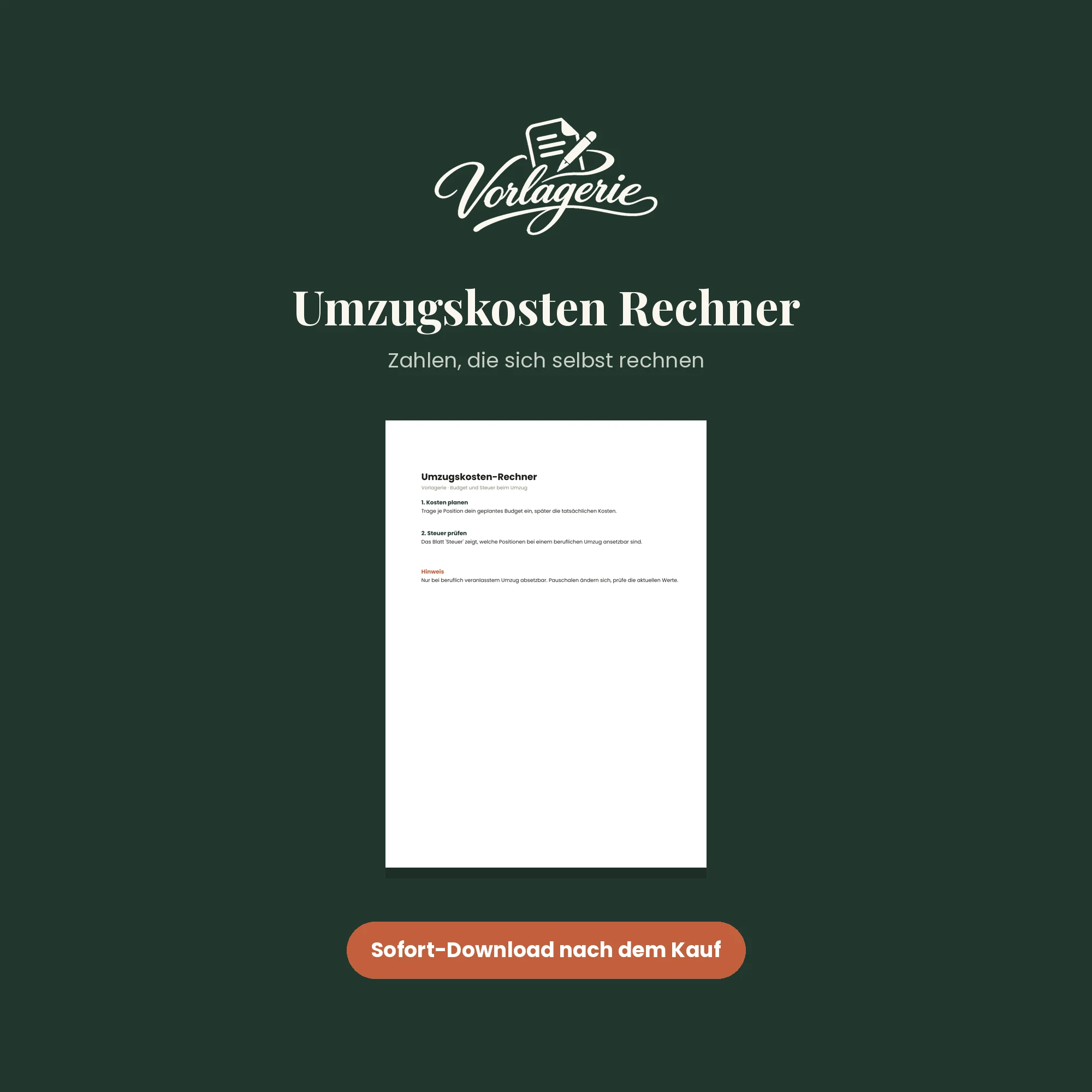 Umzugskosten-Rechner – Vorlagerie
