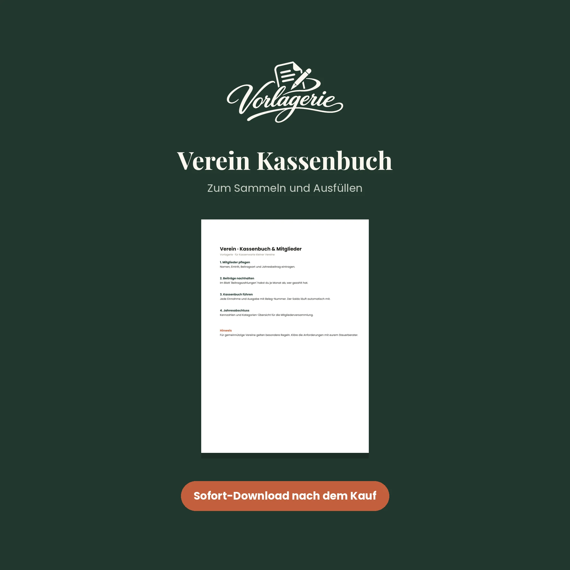 Verein · Kassenbuch & Mitglieder – Vorlagerie