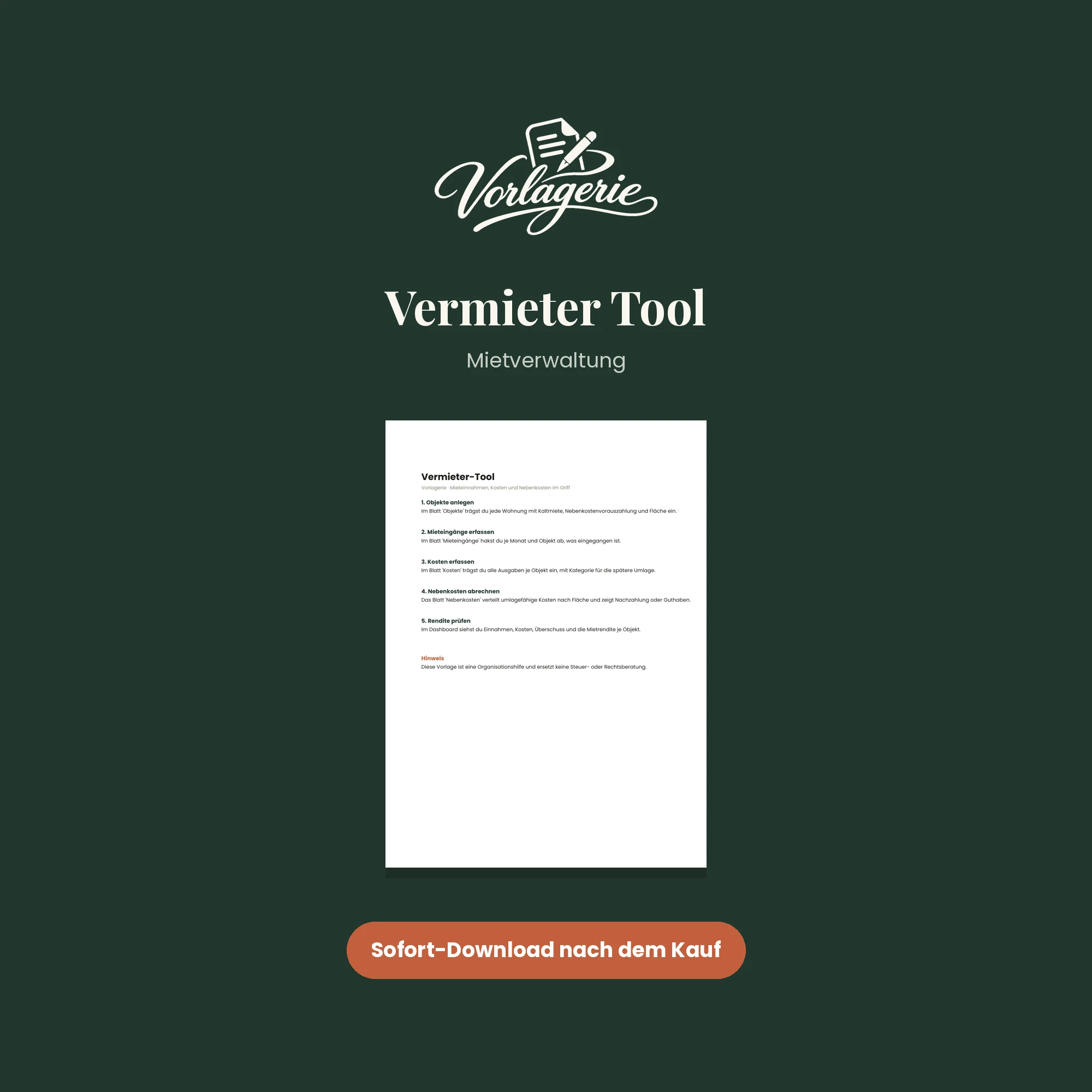 Vermieter-Tool Mietverwaltung – Vorlagerie