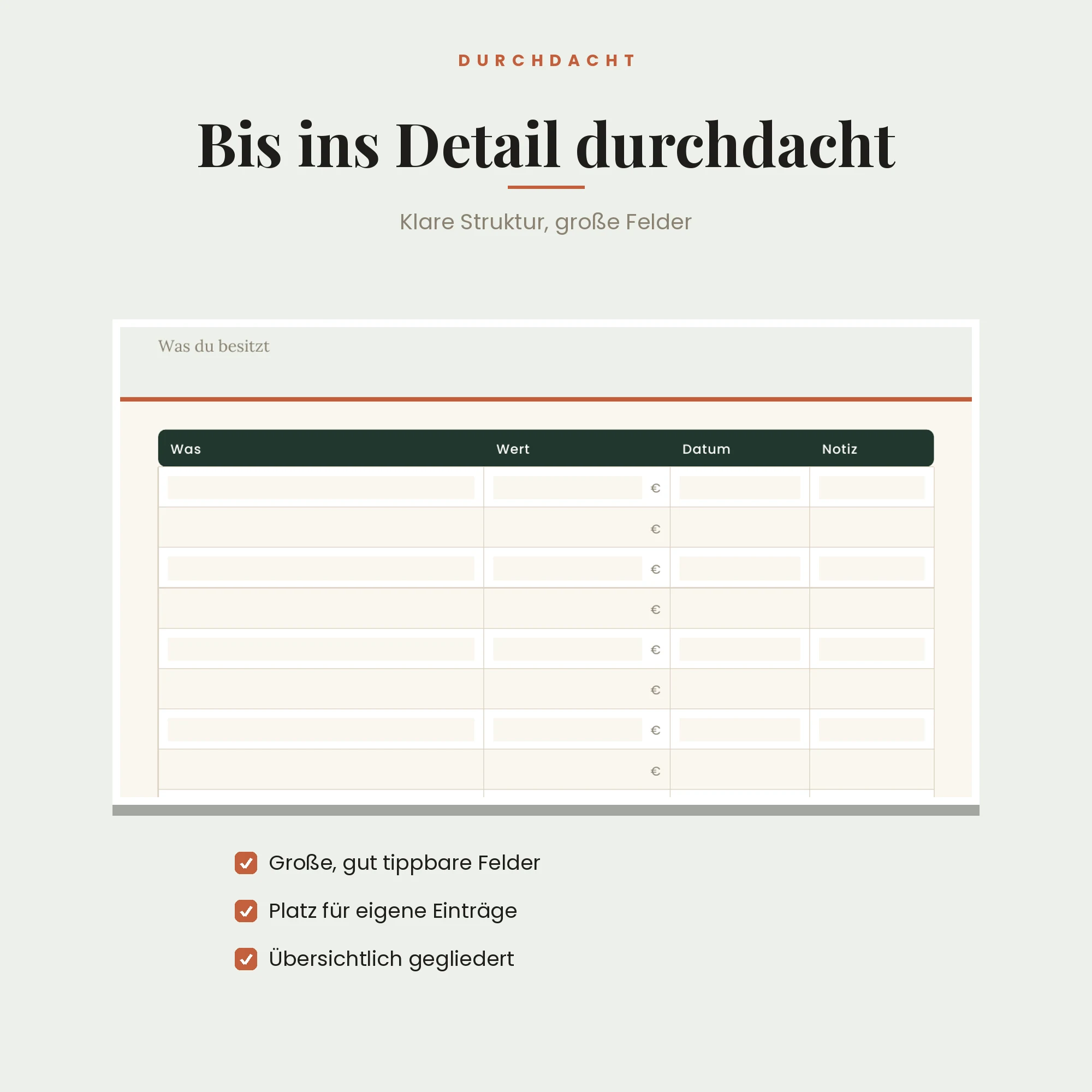 Vermögensplaner – Detailansicht
