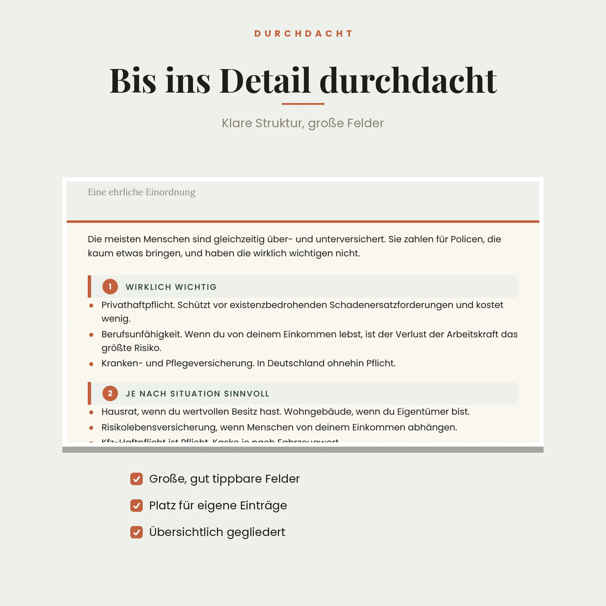 Versicherungsordner – Detailansicht
