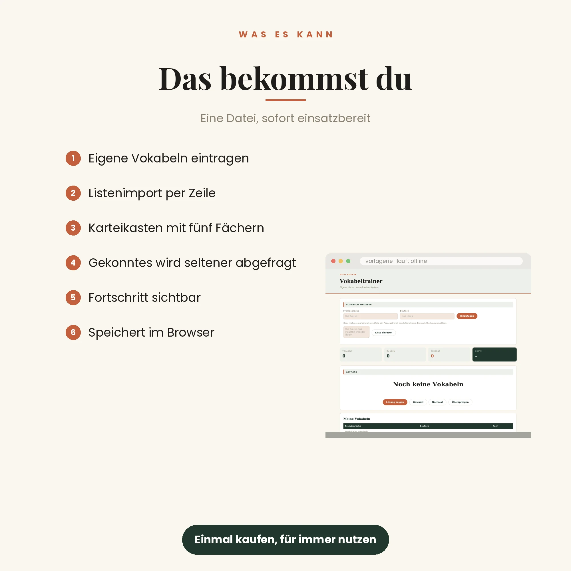 Vokabeltrainer – das ist enthalten