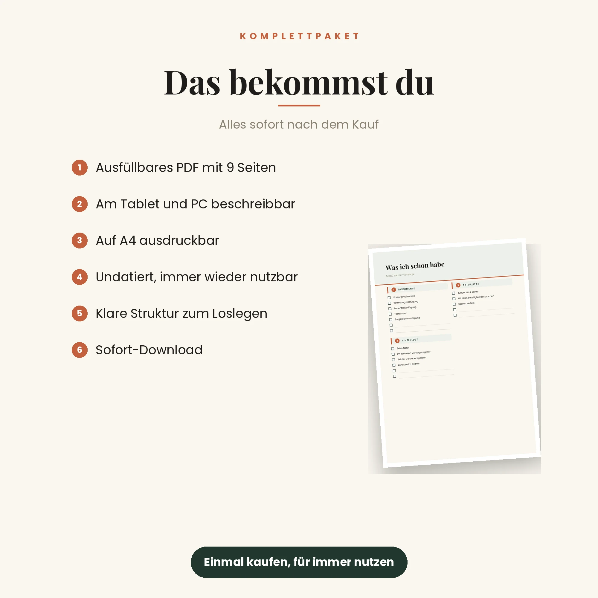 Vorsorgeordner Komplett – das ist enthalten