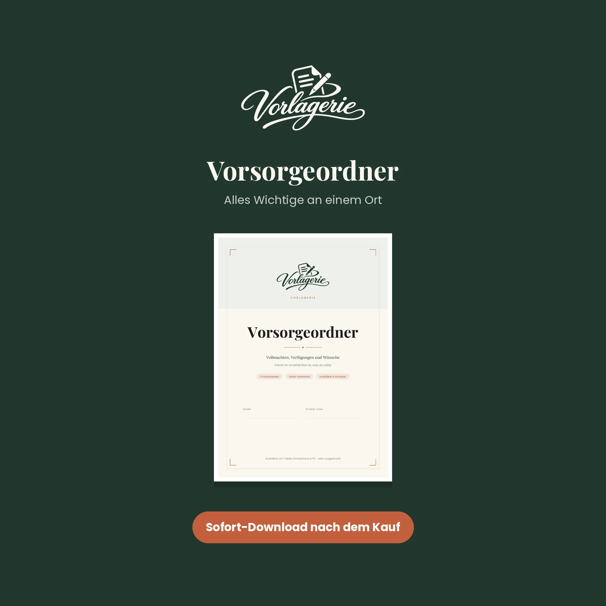 Vorsorgeordner Komplett – Vorlagerie