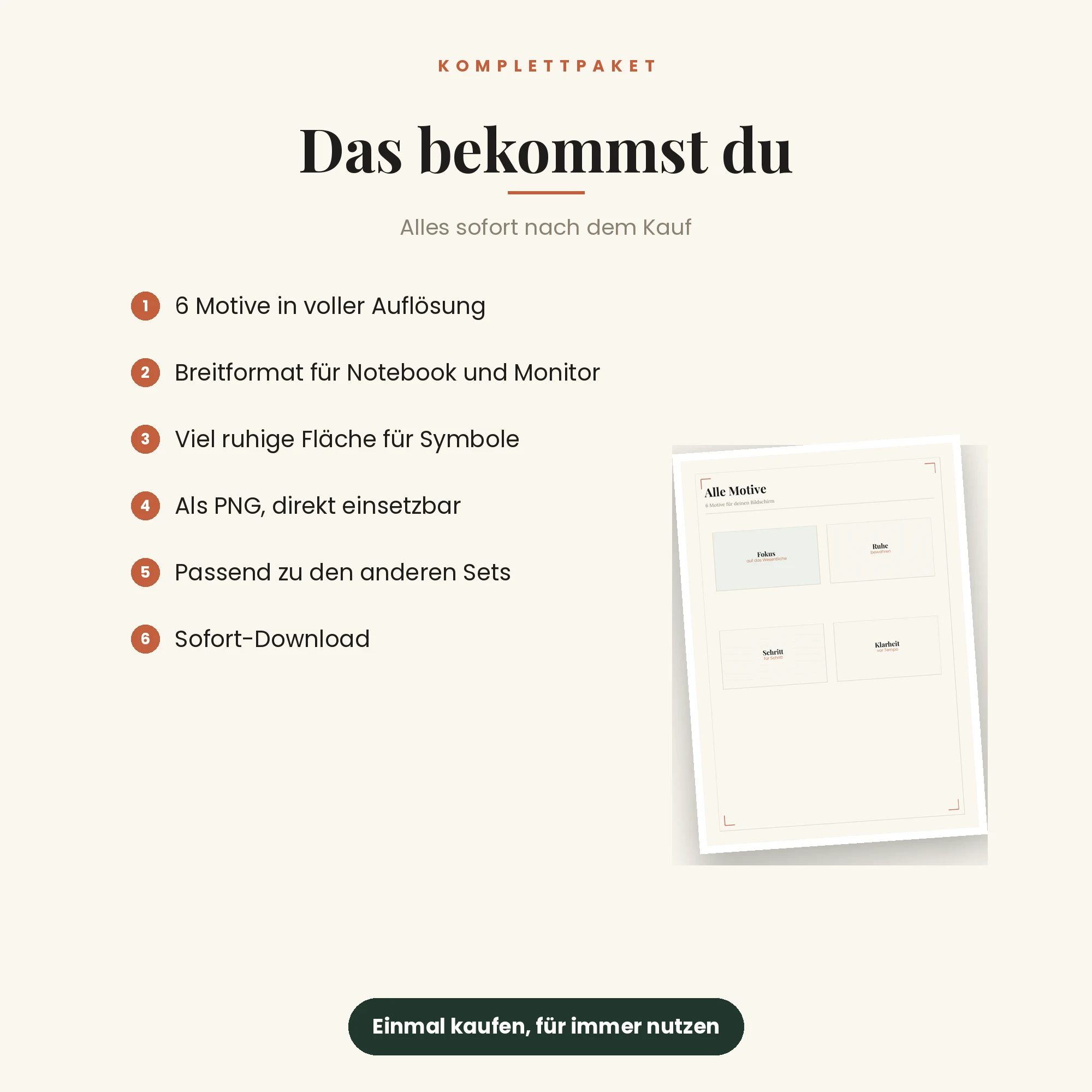 Desktop-Wallpaper, 6 Motive – das ist enthalten