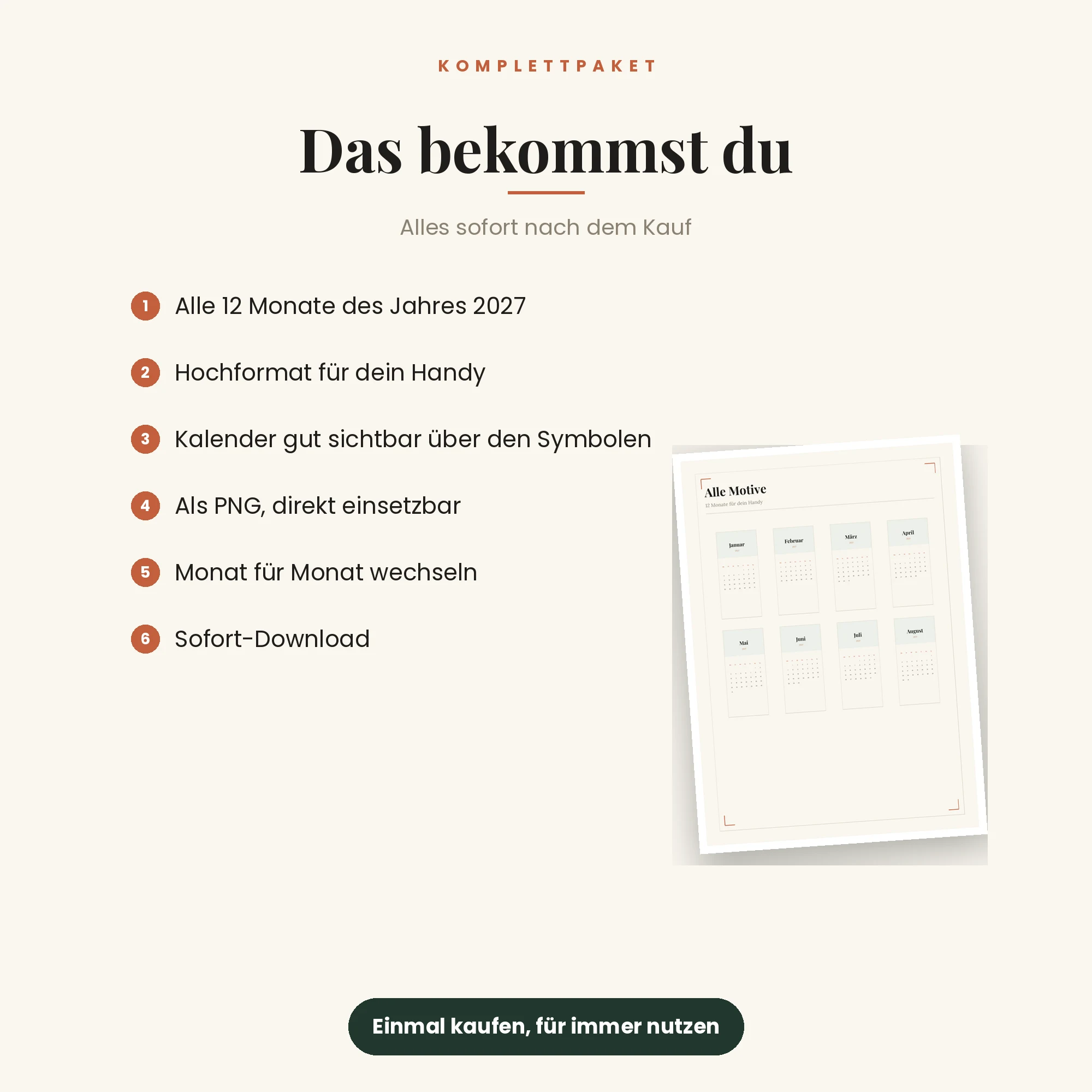 Kalender-Wallpaper 2027 – das ist enthalten