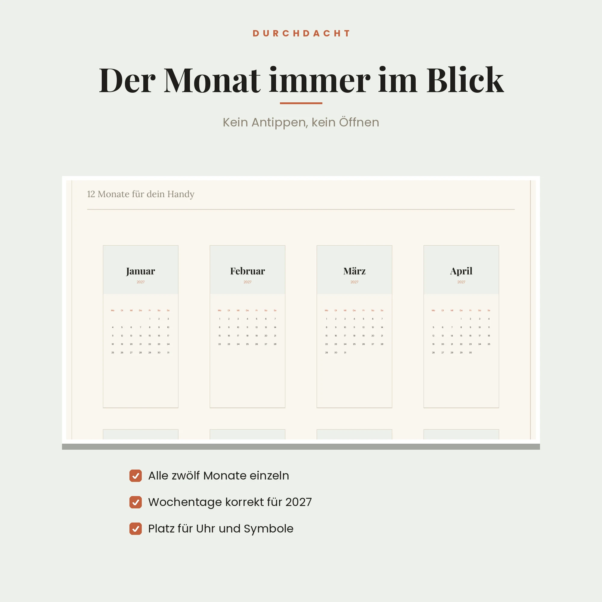Kalender-Wallpaper 2027 – Detailansicht