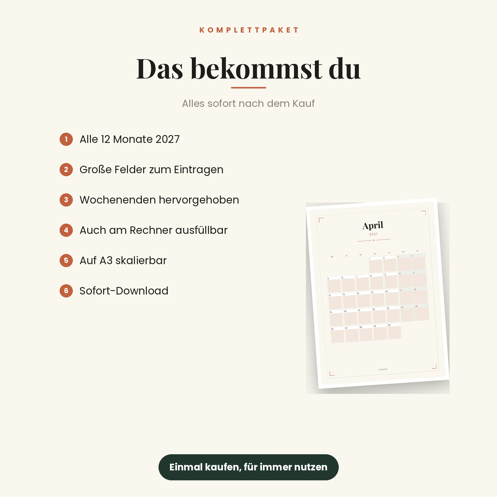 Wandkalender 2027 – das ist enthalten