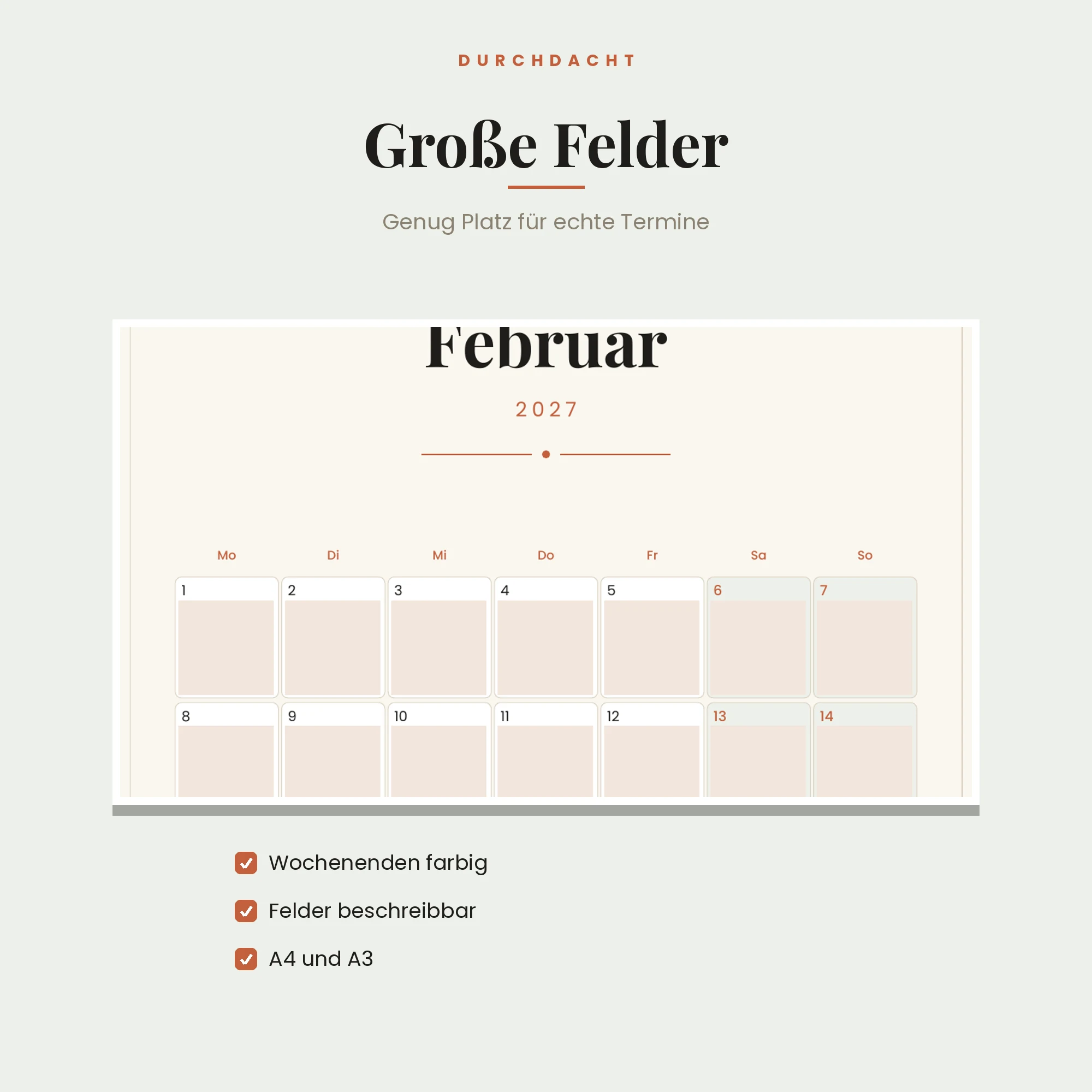 Wandkalender 2027 – Detailansicht