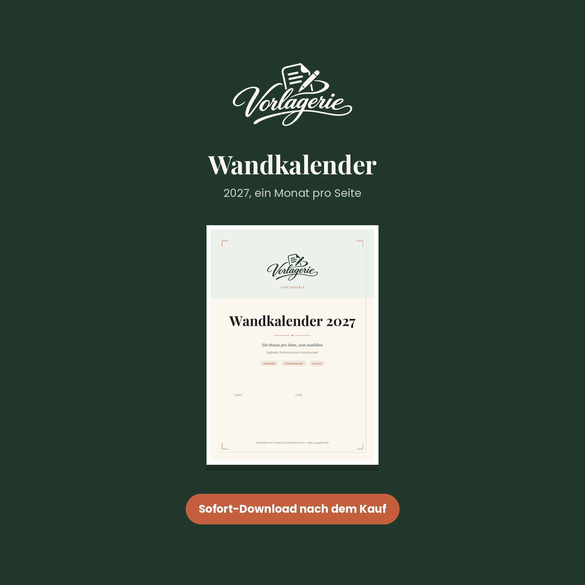 Wandkalender 2027 – Vorlagerie
