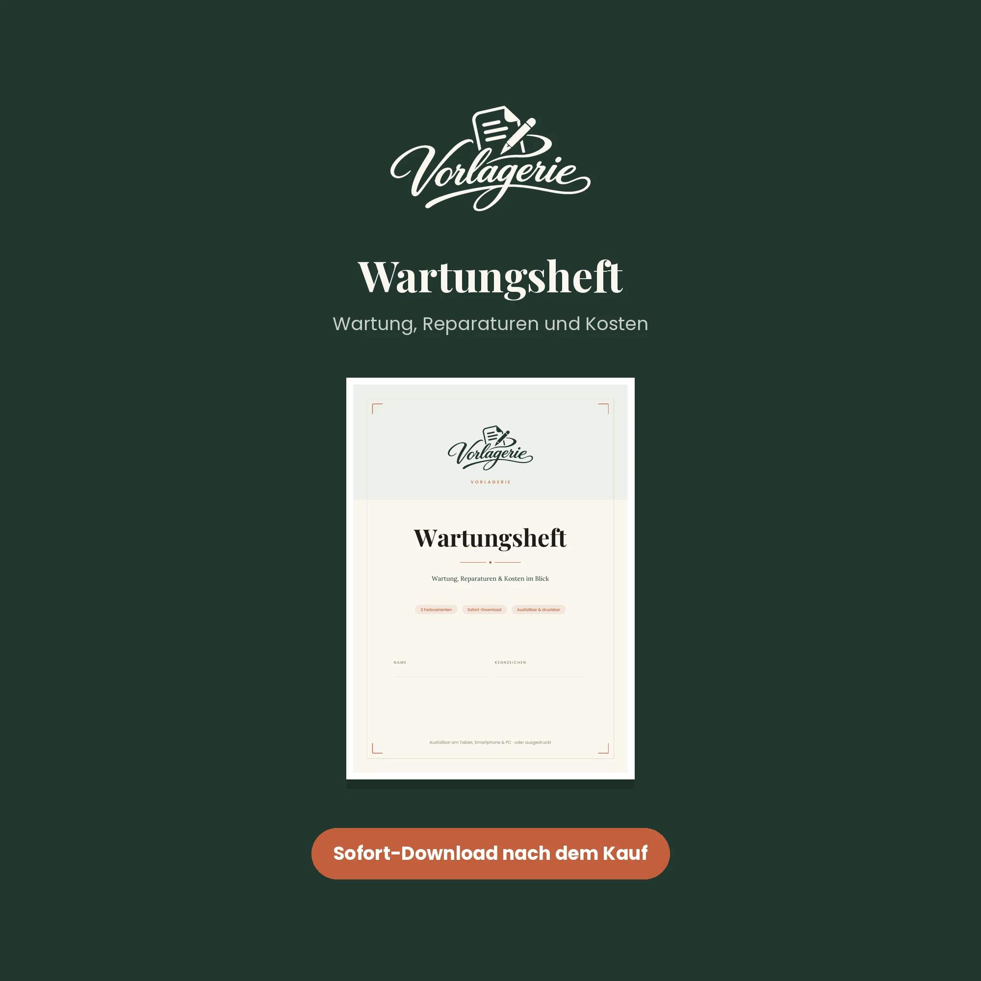 Fahrzeug-Wartungsheft – Vorlagerie