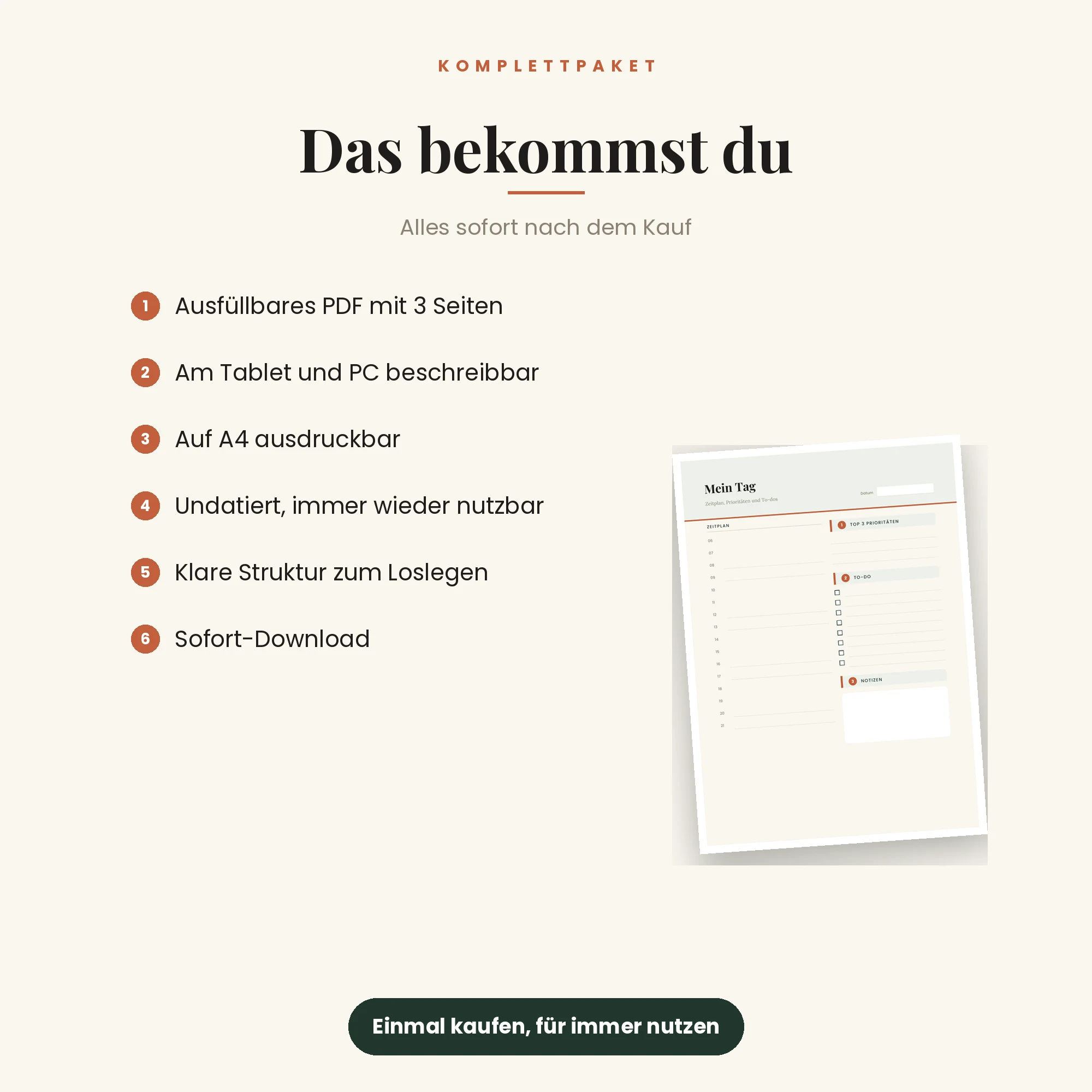 Wochenplaner – das ist enthalten