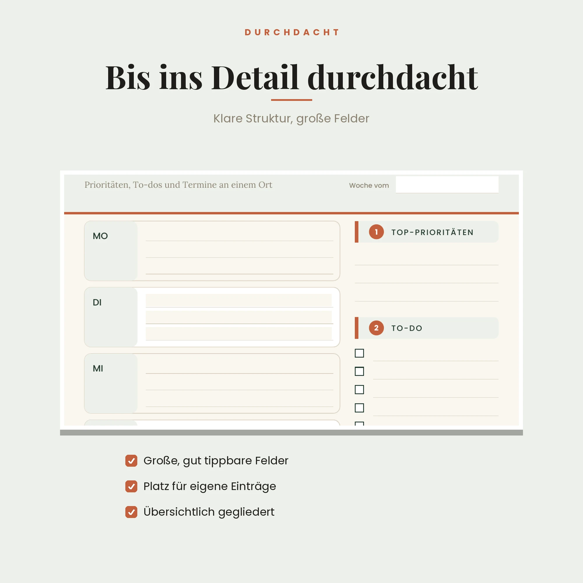 Wochenplaner – Detailansicht