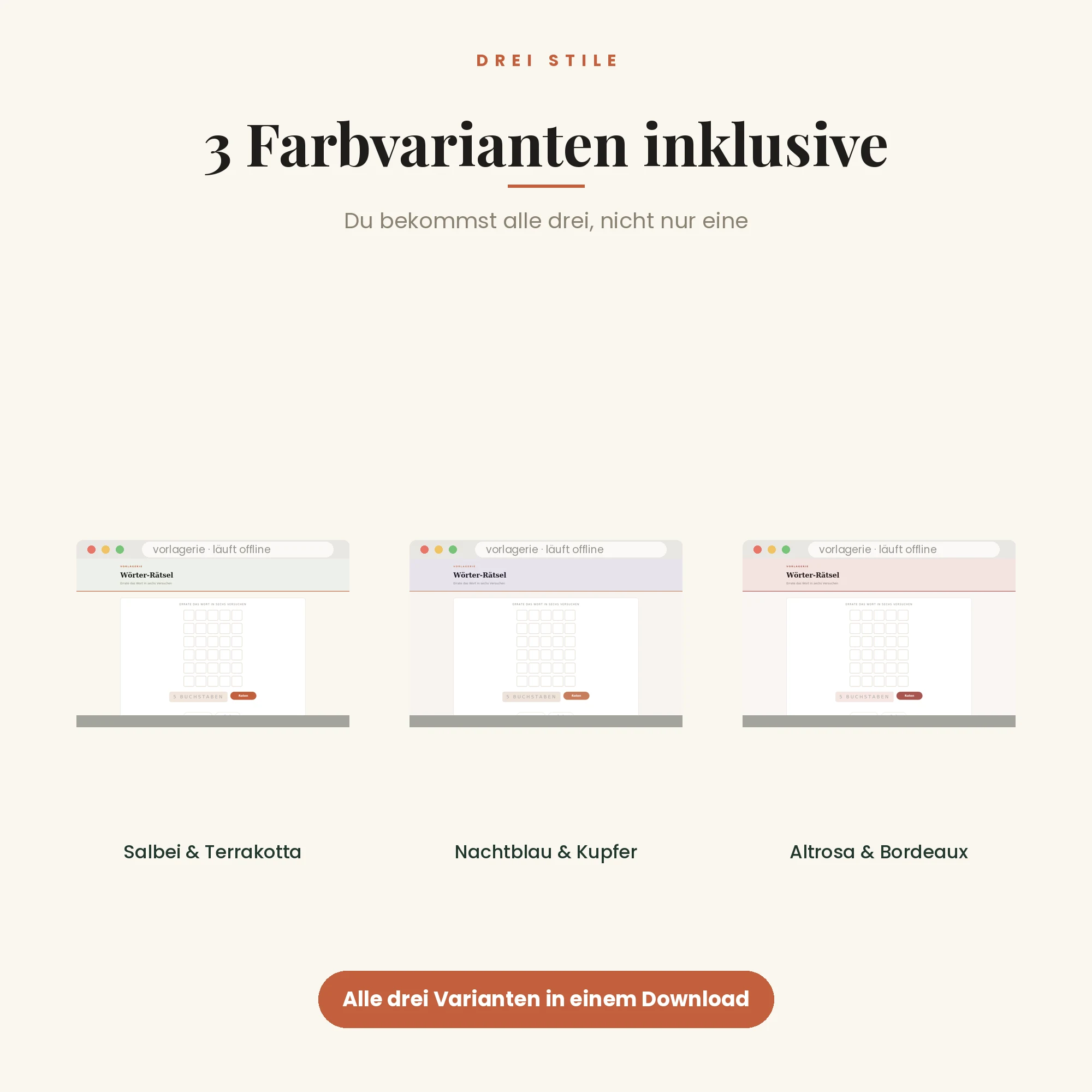 Wörter-Rätsel – drei Farbvarianten inklusive