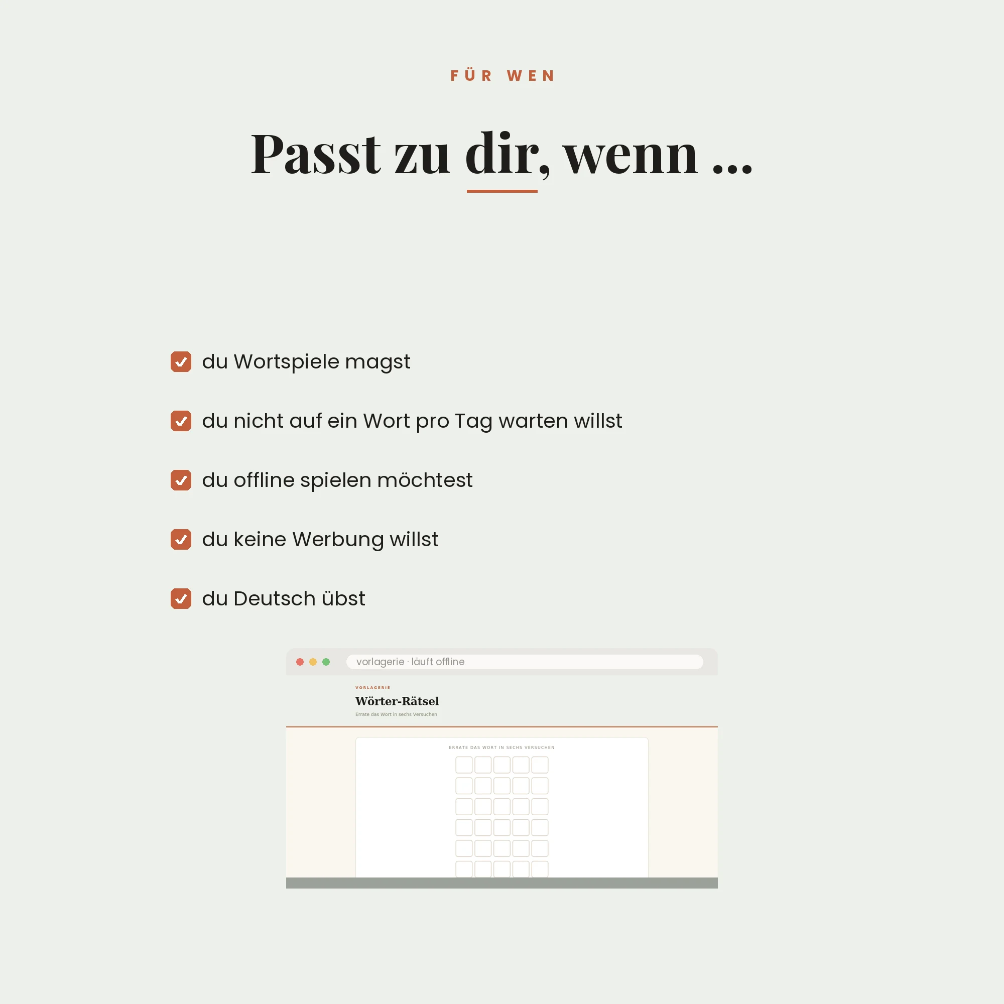 Wörter-Rätsel – für wen es passt