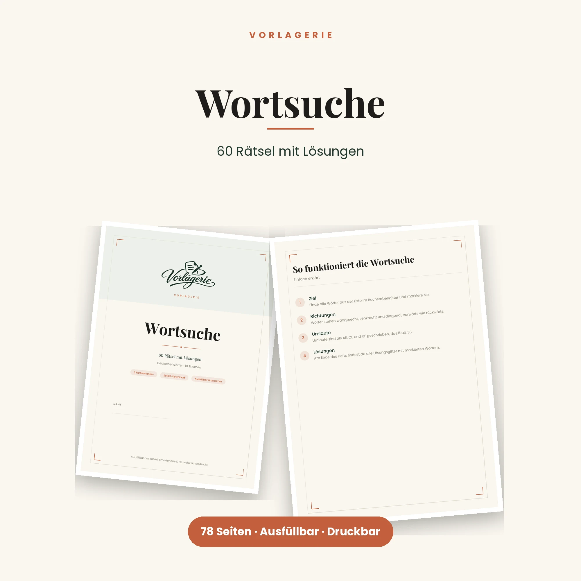 Wortsuche-Heft mit 60 Rätseln – Titelbild