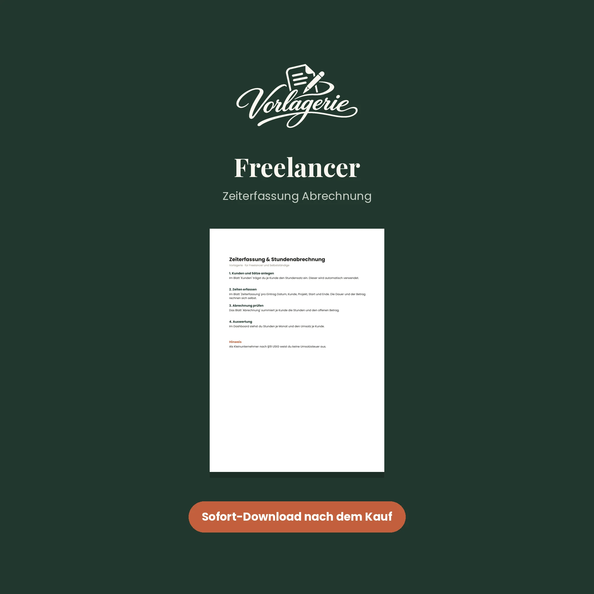 Freelancer Zeiterfassung & Abrechnung – Vorlagerie