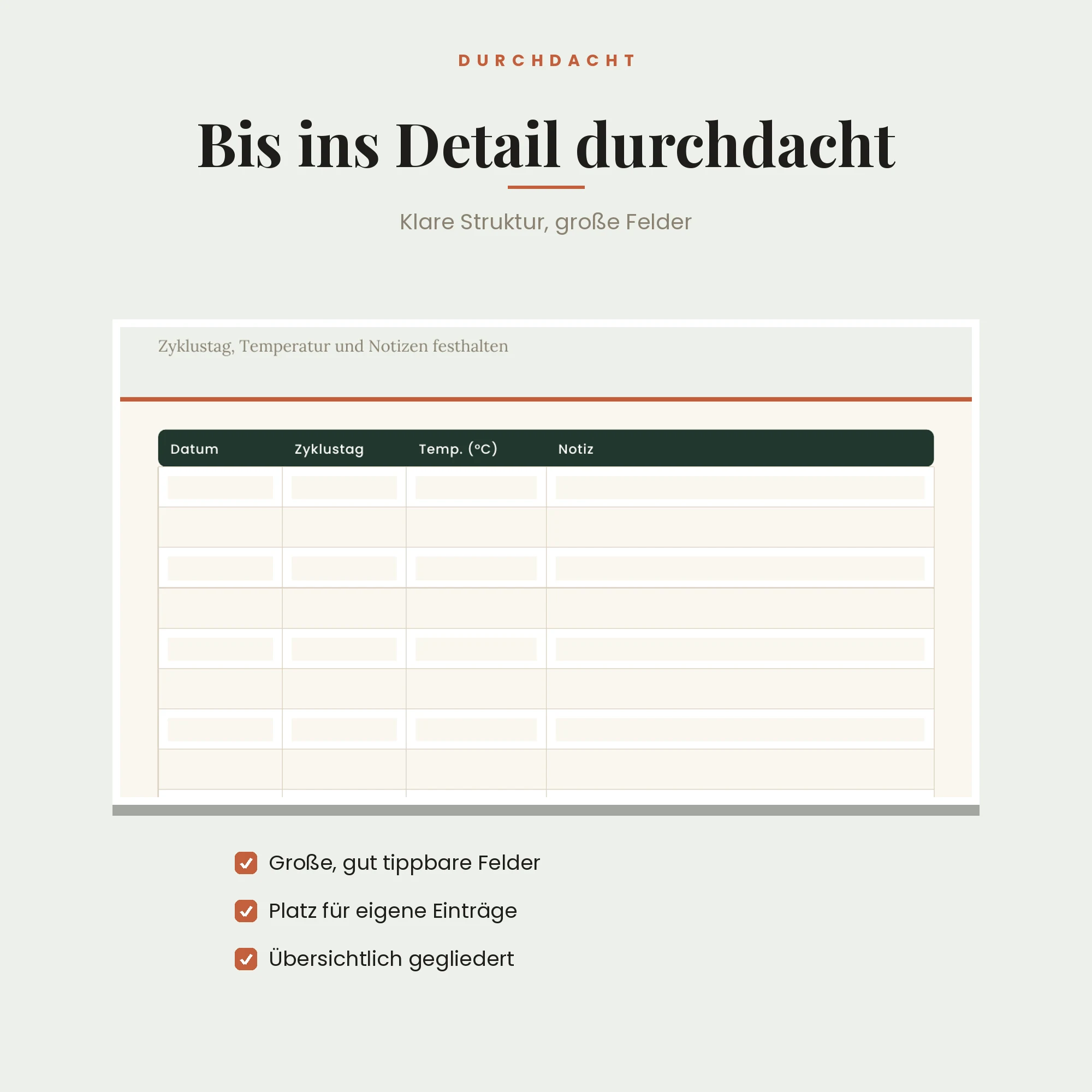 Zyklus-Tracker & Kinderwunsch-Journal – Detailansicht